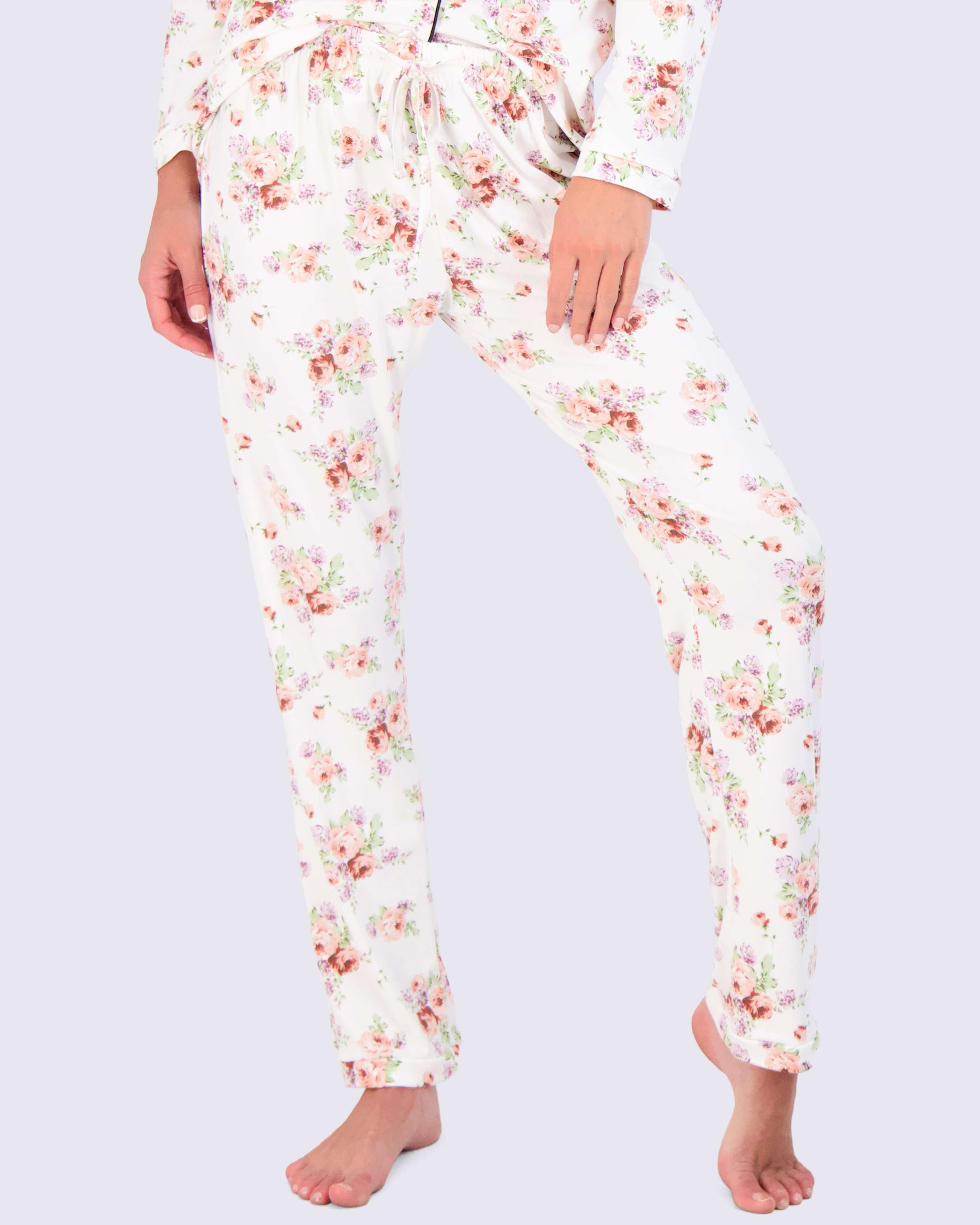 4 Piece: Women’s Long Sleeve Button Down Pajama Set