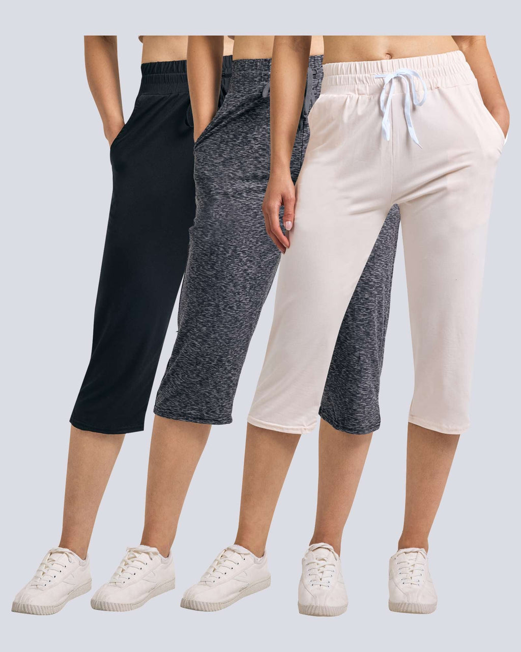 3 Pack: Women's Capri Open Bottom Sweatpants