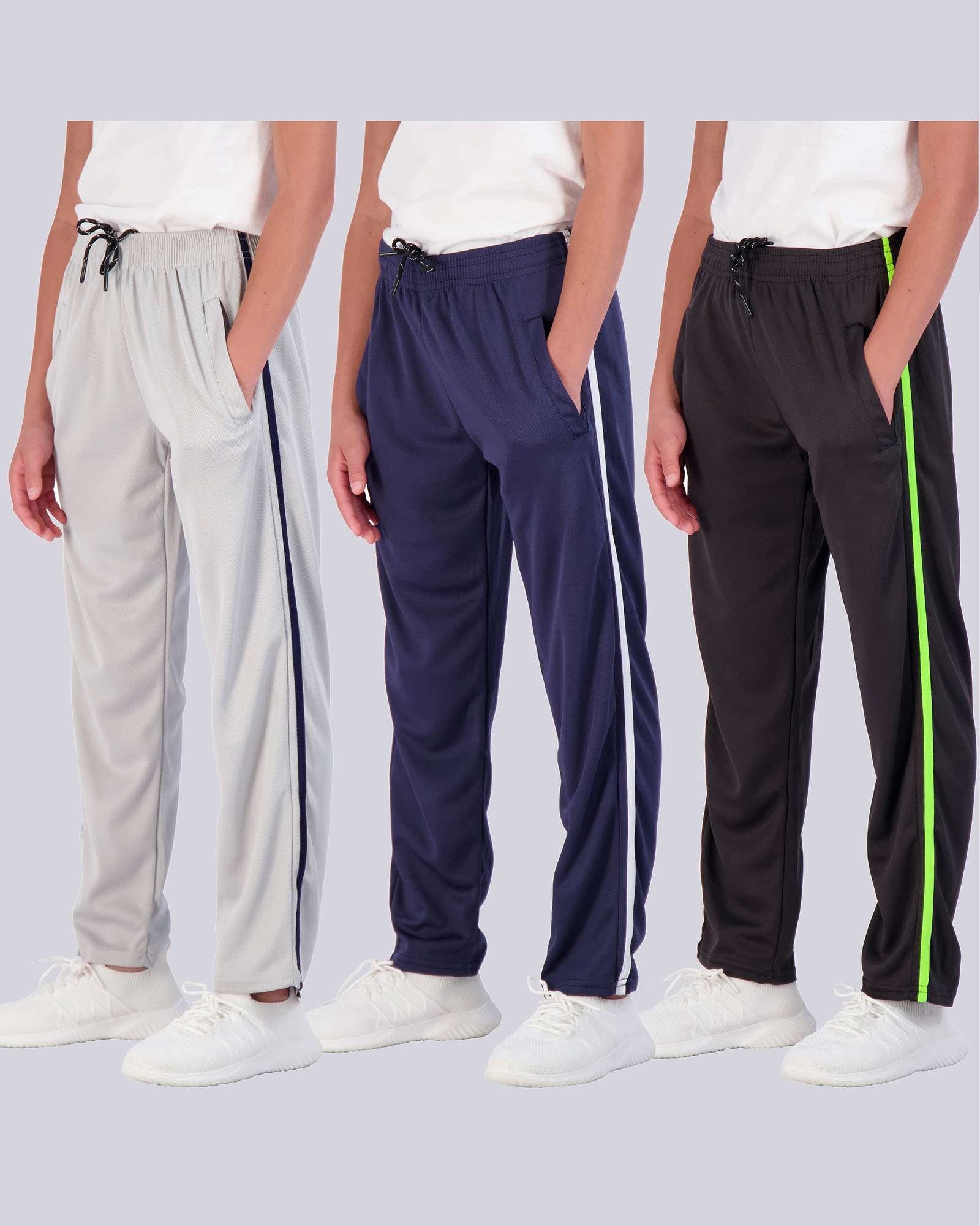 3 Pack: Boys Mesh Open Bottom Active Sweatpants