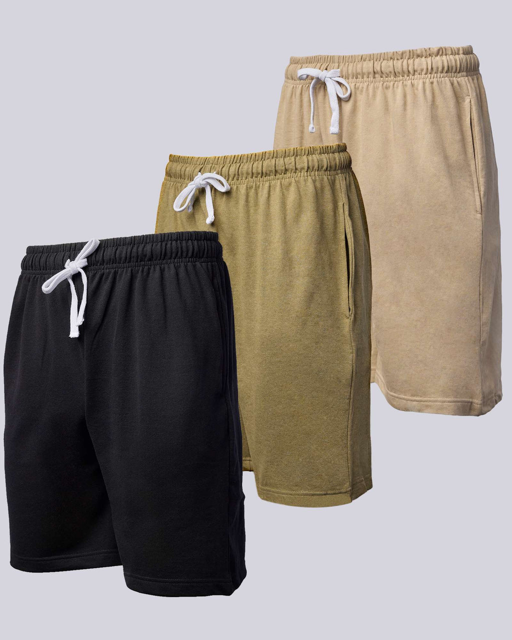 3 Pack: Mens 9" French Terry Casual Shorts