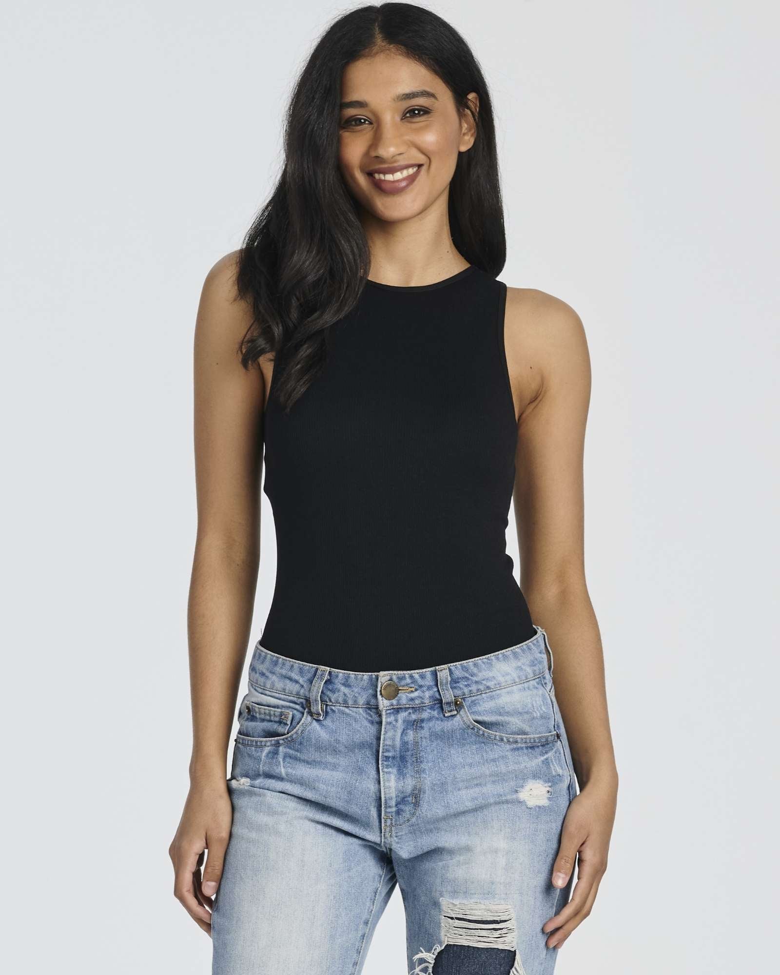 3 Pack: Women's Ribbed Sleeveless Bodysuit Tank Tops