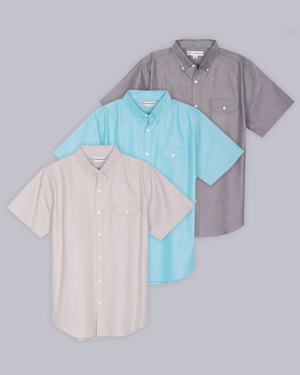 3 Pack: Men's Short-Sleeve Oxford Shirt (Available in Big & Tall)