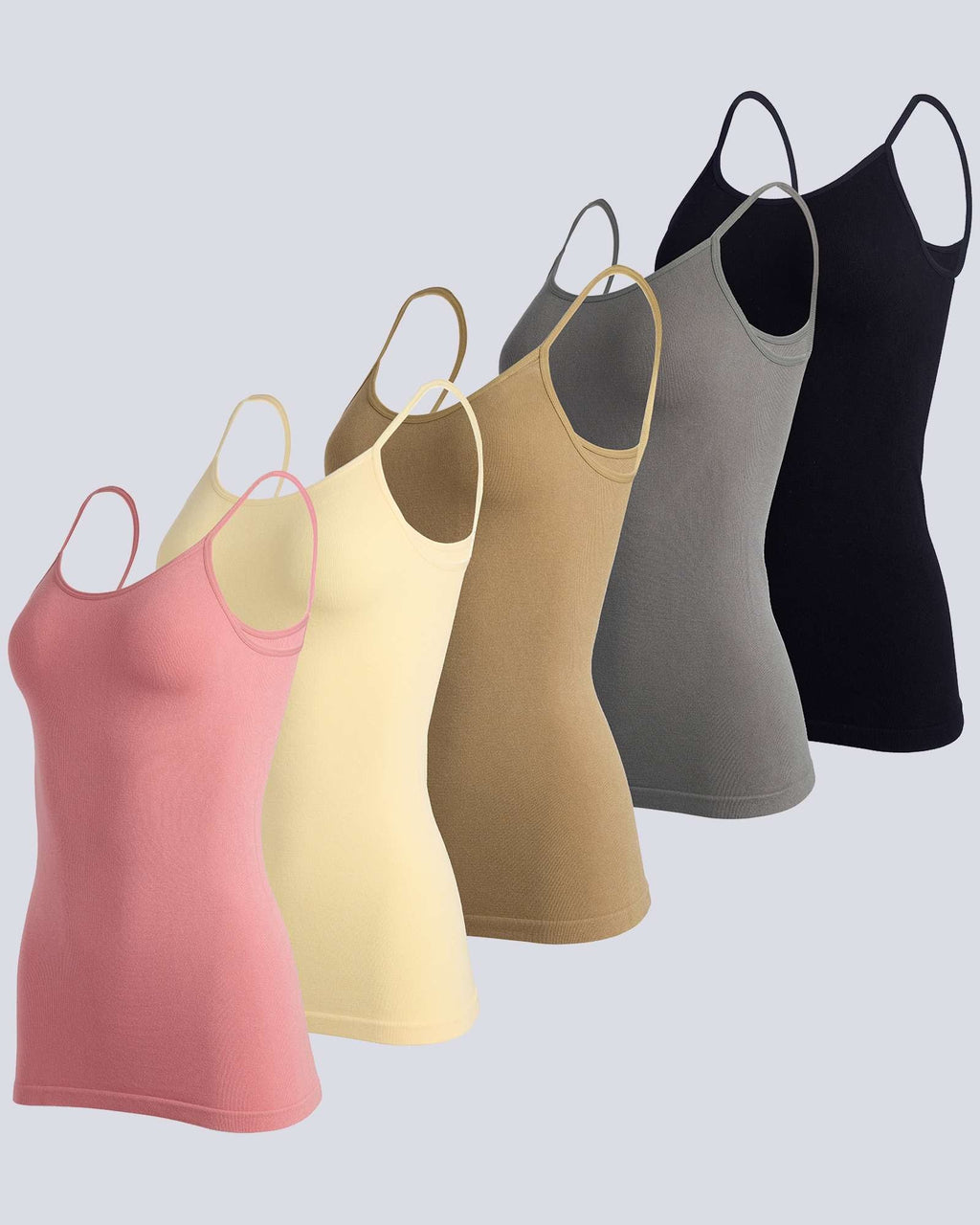 5 Pack: Women's Ribbed Spaghetti Strap Camisole