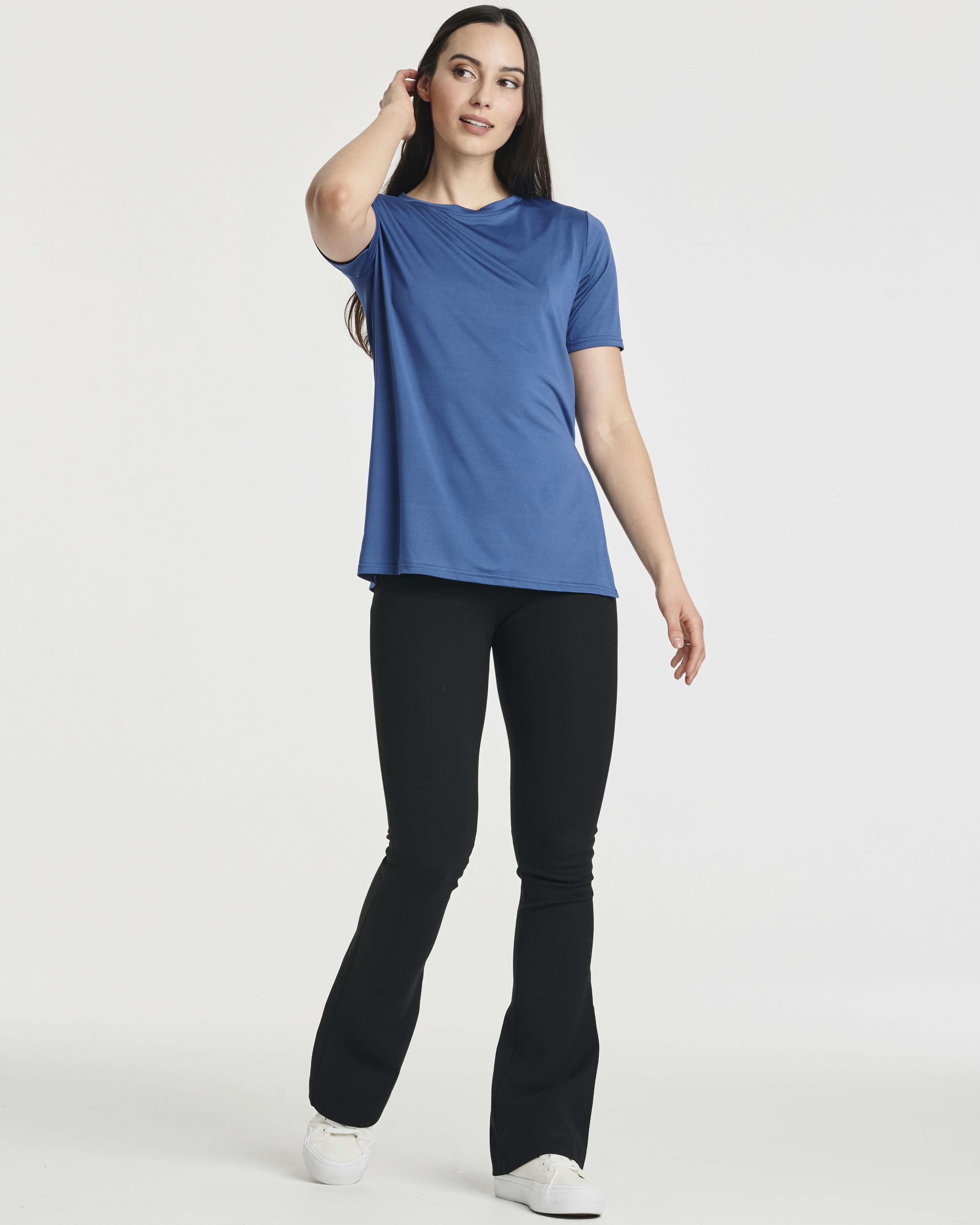 5 Pack: Women's Short Sleeve Crew Relaxed Yoga Top (Available in Plus Size)