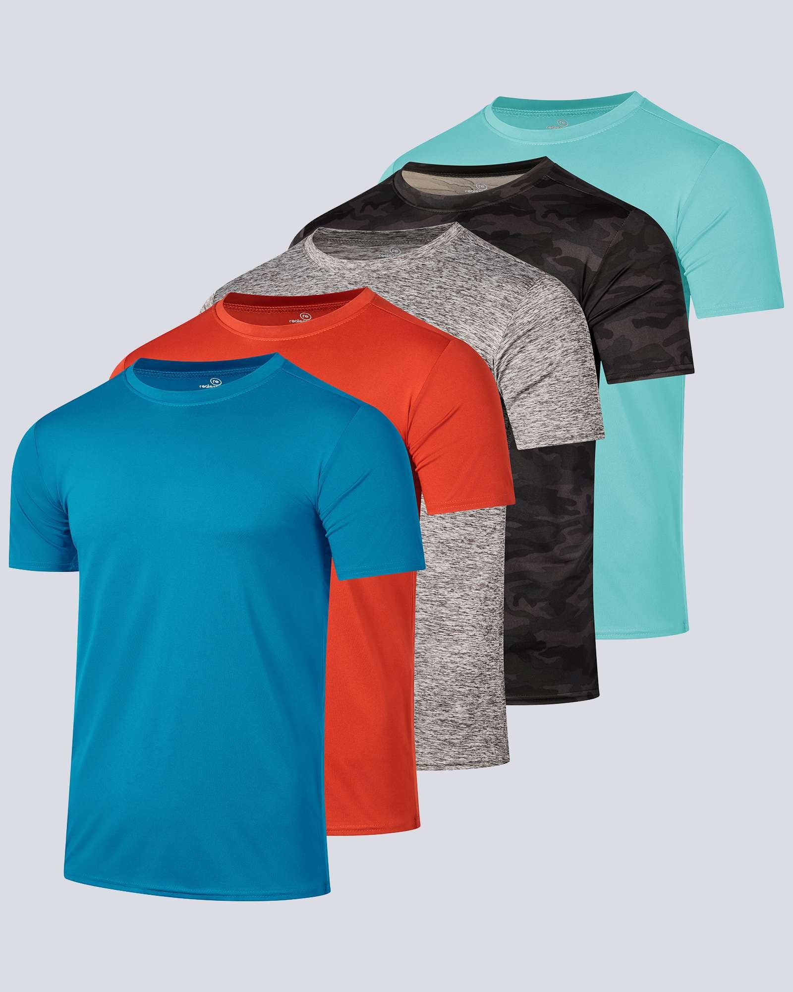 5 Pack: Mens Dry-Fit Active Crew Neck T-Shirt