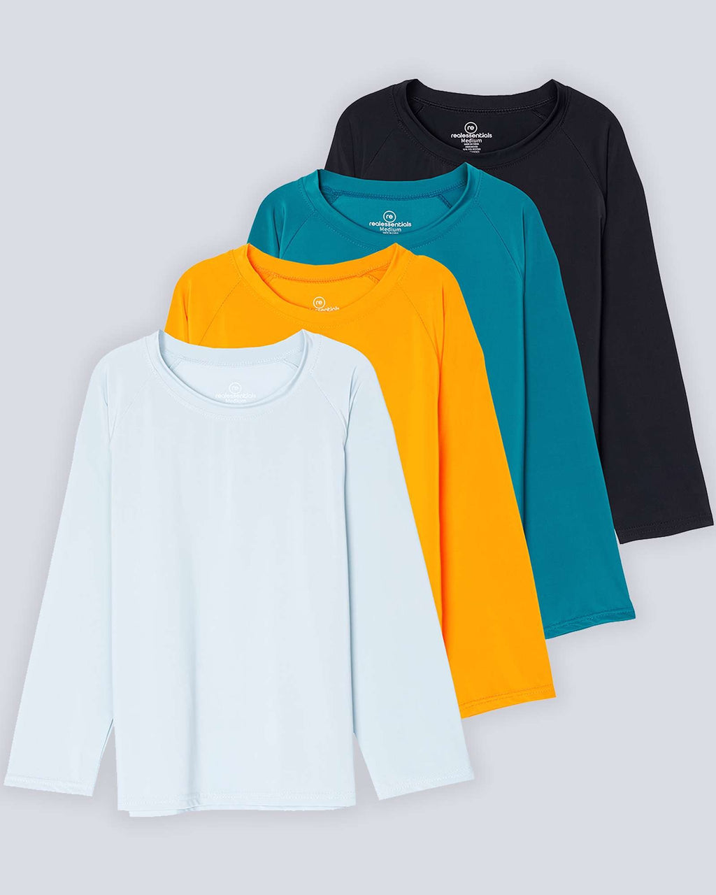 4 Pack: Girls' Long Sleeve Rash Guard Shirt