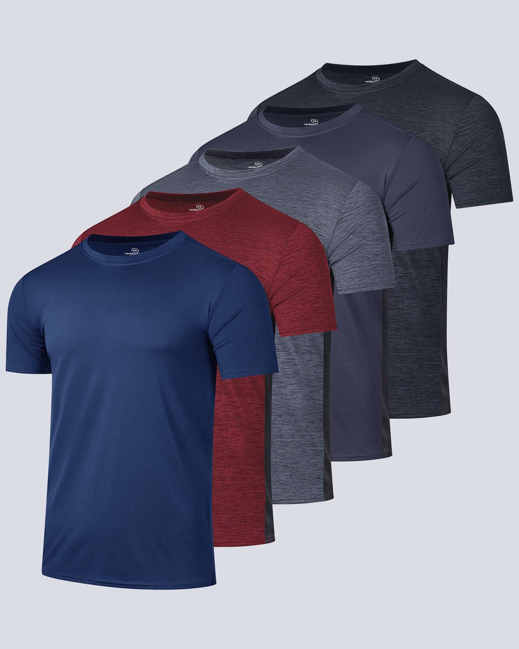 5 Pack: Mens Dry-Fit Active Crew Neck T-Shirt
