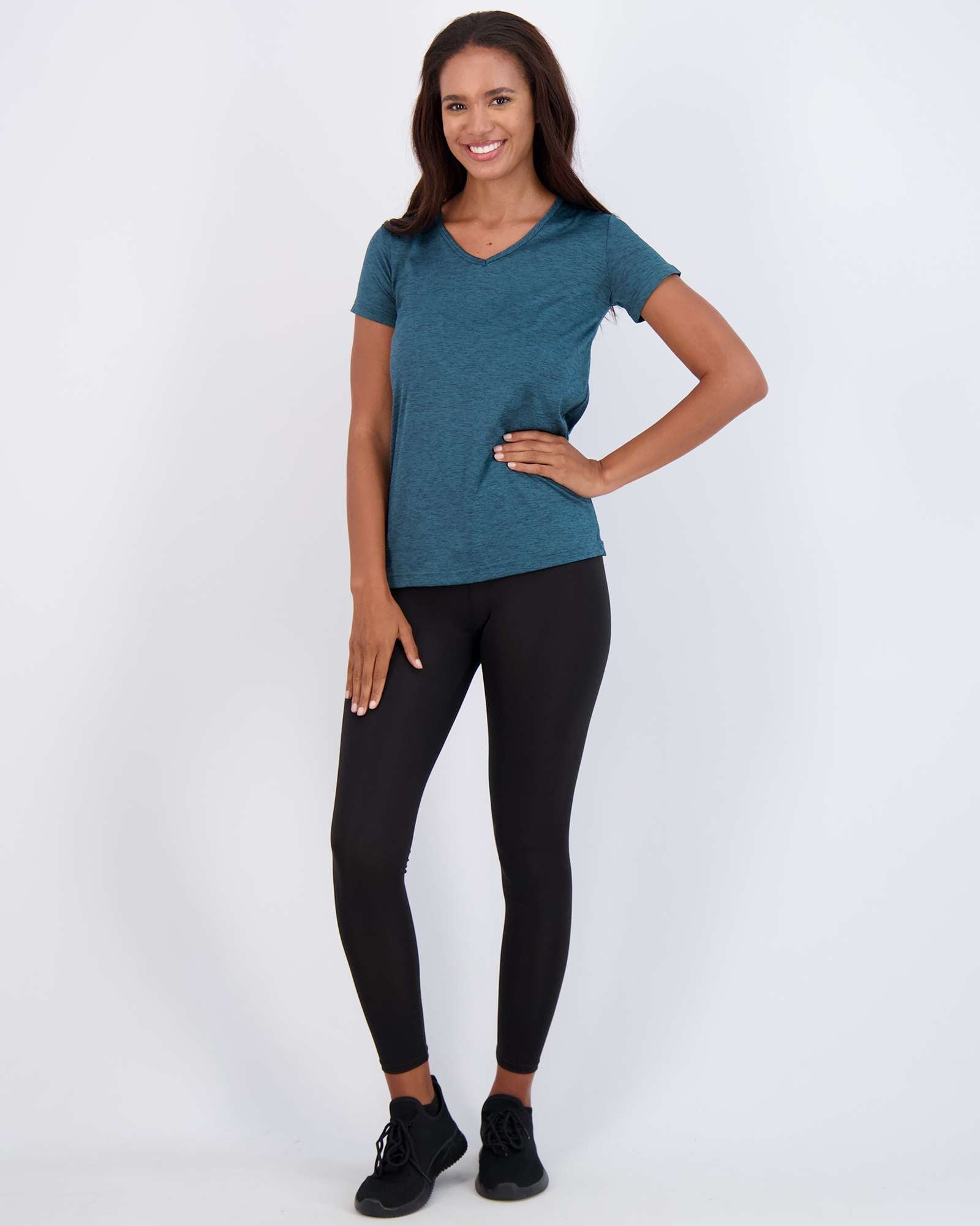 5 Pack: Womens Short Sleeve Dry-Fit V-Neck T-Shirt