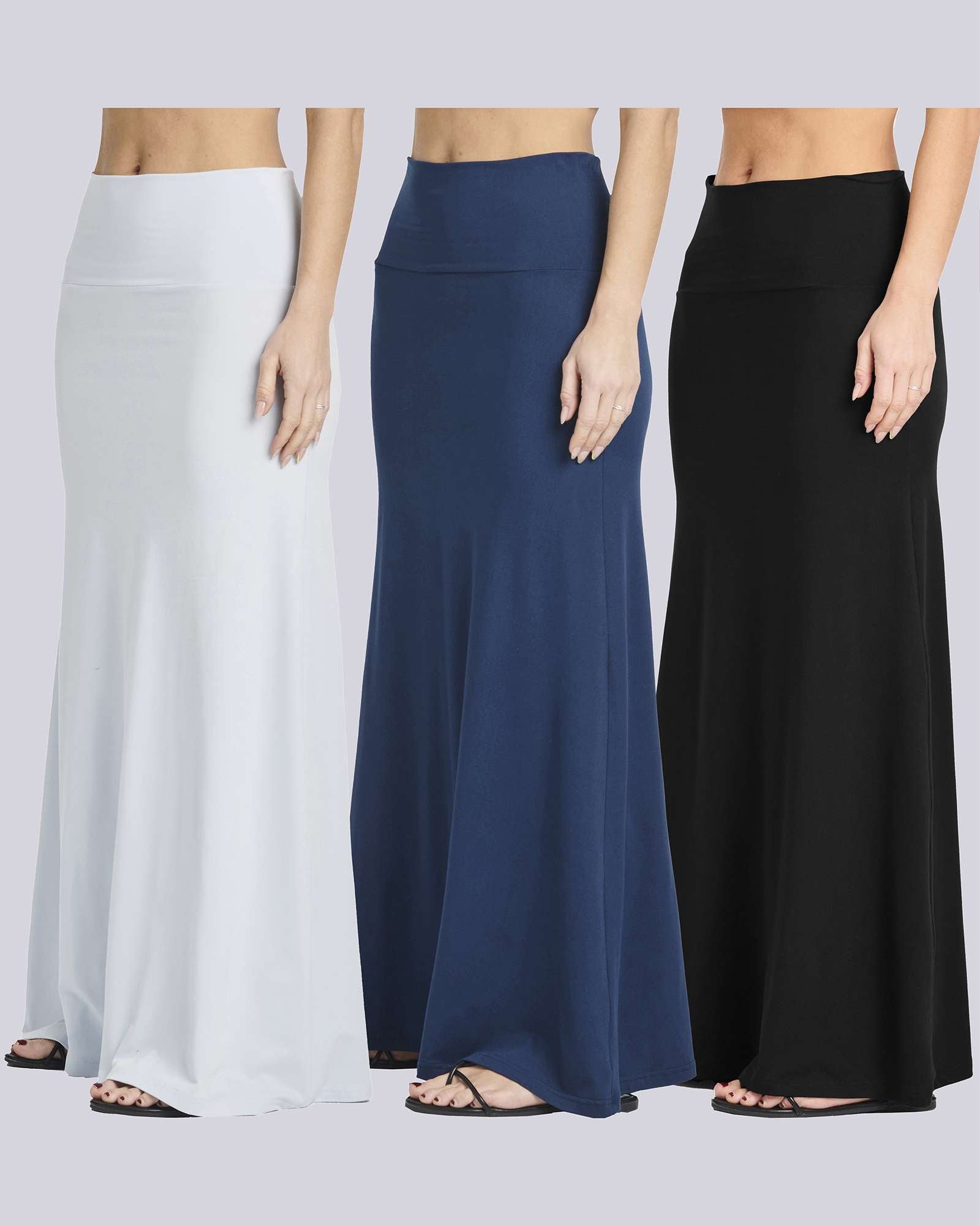 3 Pack: Women's Ultra-Soft Flowy Maxi Skirt