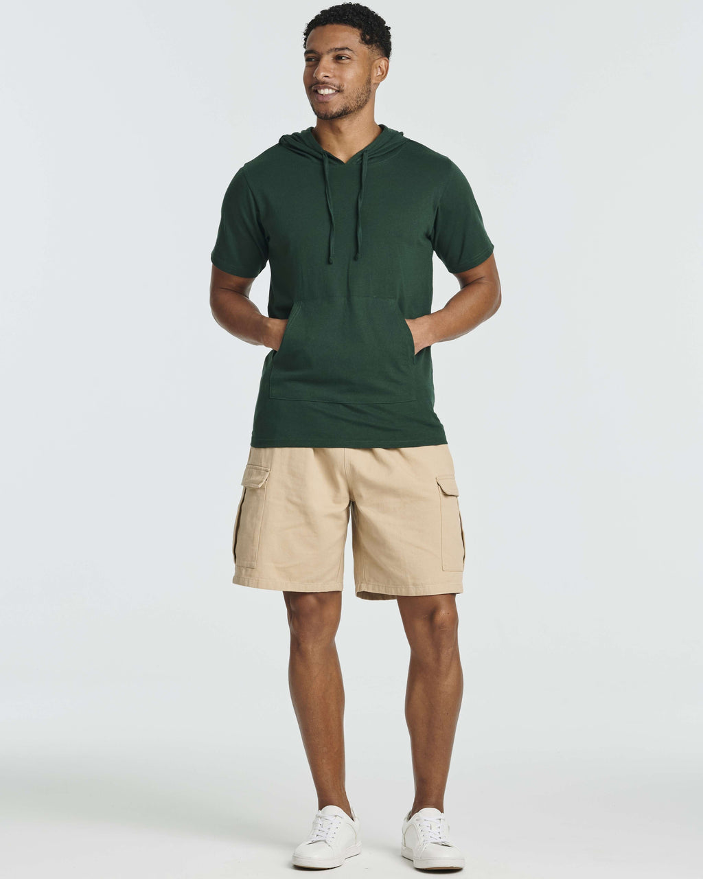 Men's Cotton Short-Sleeve Hoodie Hooded T-Shirt With Drawstring & Pockets (Available in Big & Tall)