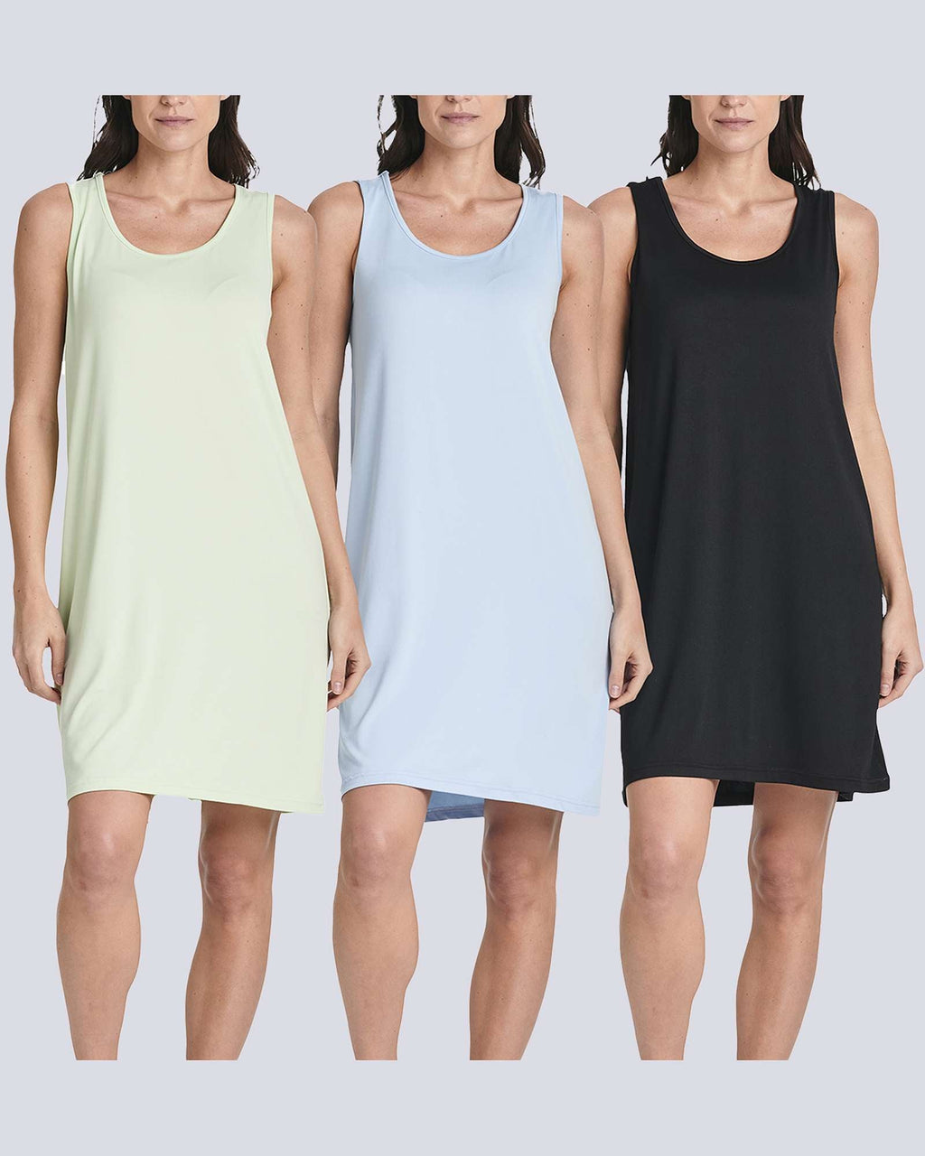 3 Pack: Plus Size Women's Scoop Neck Sleeveless Nightgown Sleep Dress Nightshirt