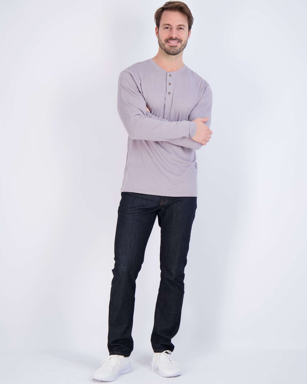 3 Pack: Mens Long Sleeve Cotton Henley T-Shirt