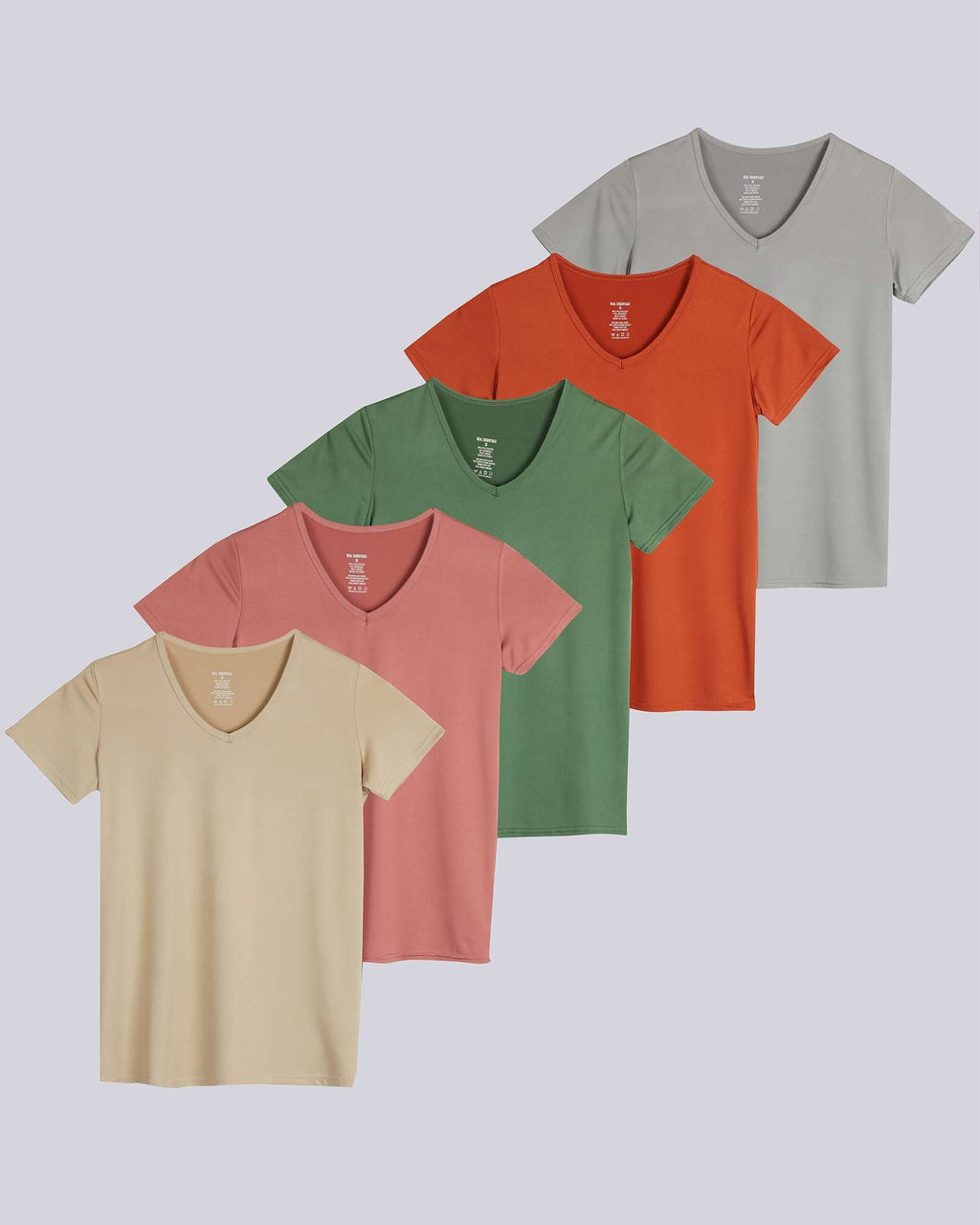 5 Pack: Womens Short Sleeve Dry-Fit V-Neck T-Shirt