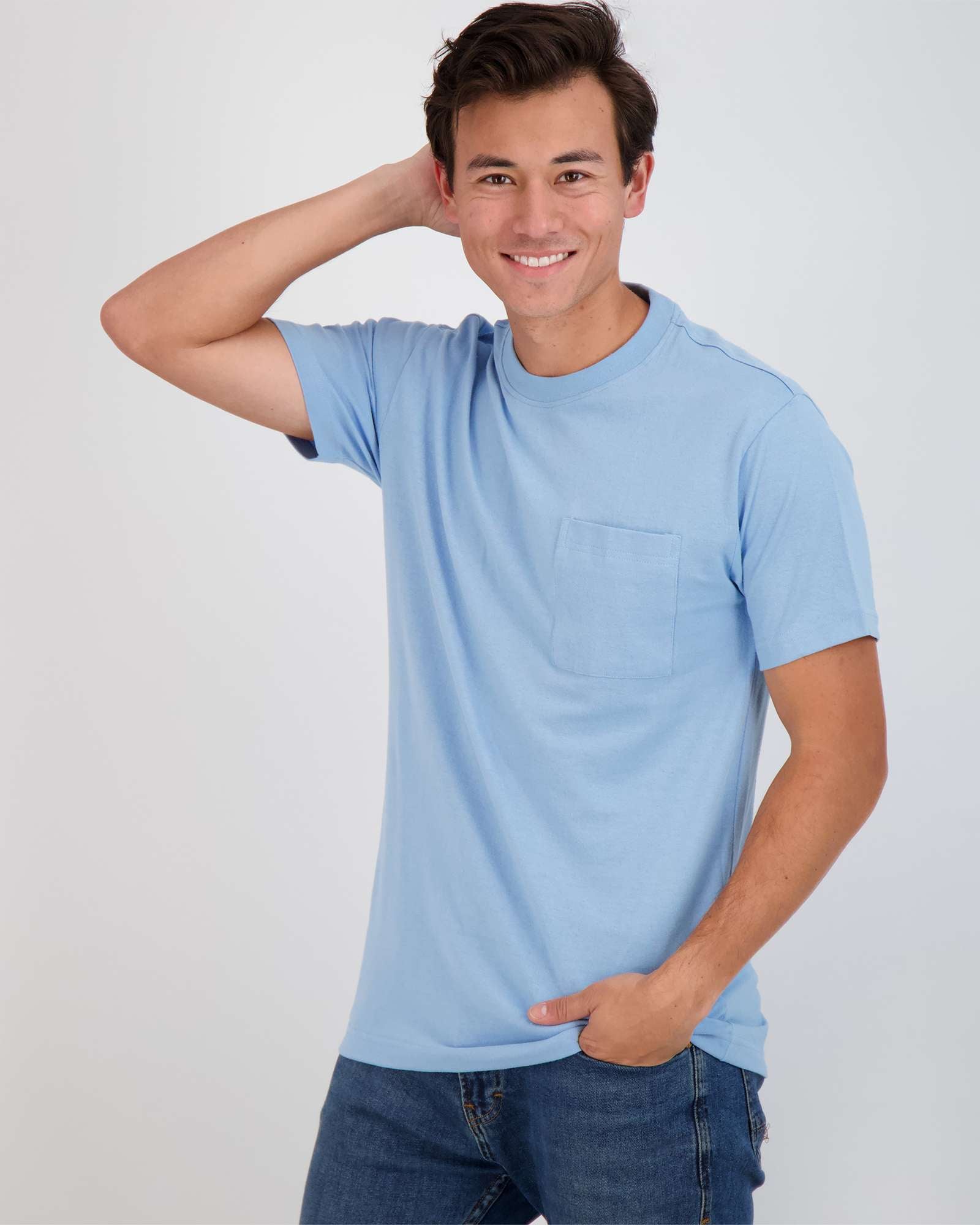 4 Pack: Mens Cotton Short Sleeve Crew Neck Pocket T-Shirt