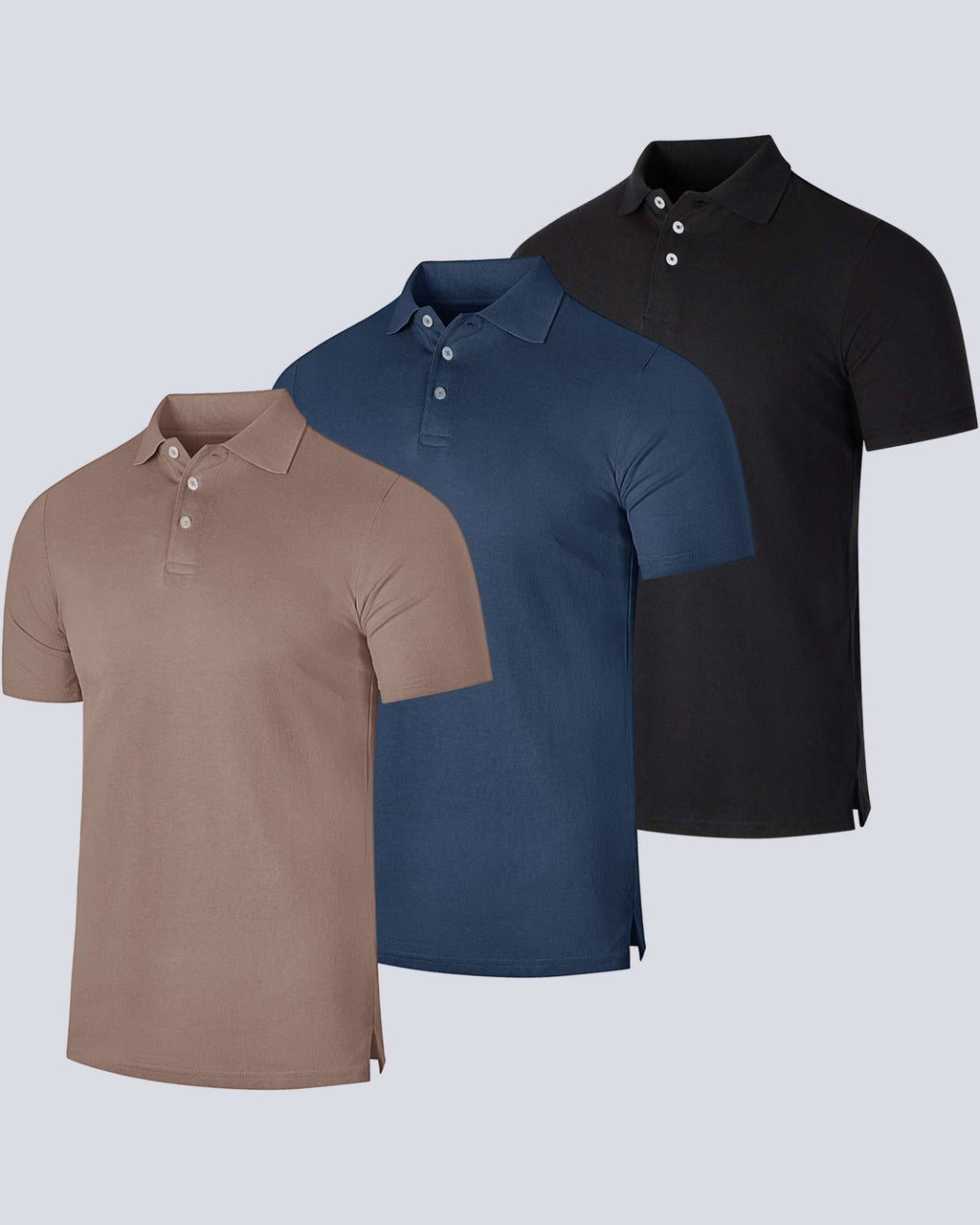 3 Pack: Mens Cotton Pique Short Sleeve Polo Shirt