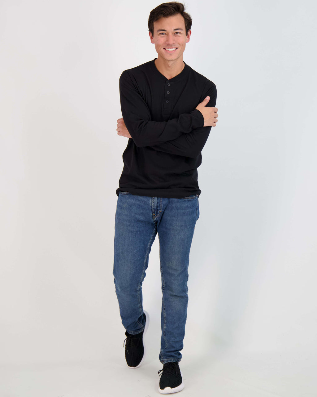 3 Pack: Mens Long Sleeve Cotton Henley T-Shirt