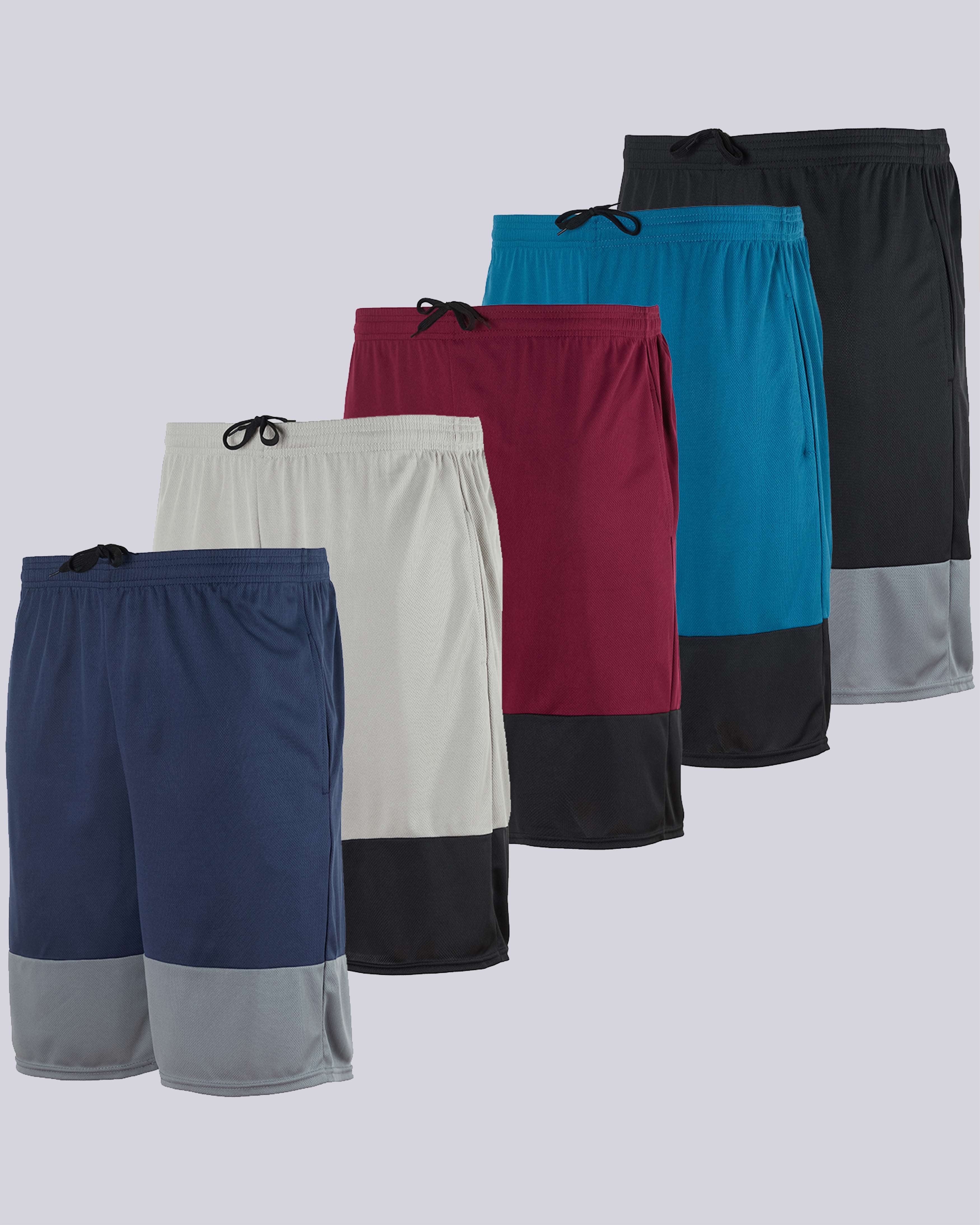 5 Pack: Men's Mesh Athletic Gym Shorts