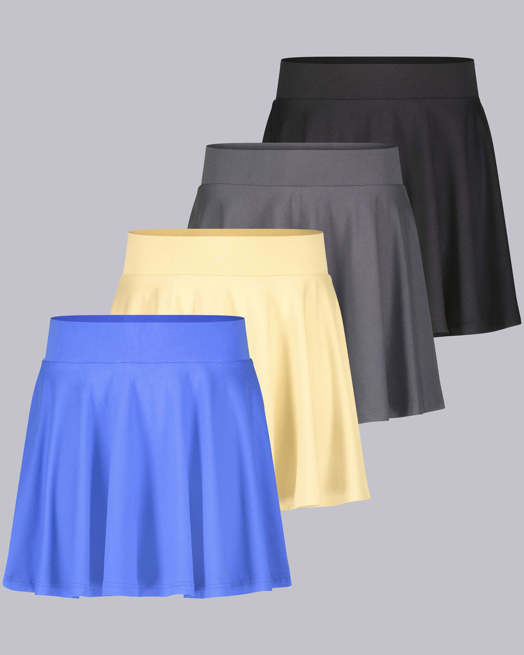 4 Pack: Women's Soft Casual Pleated Mini Skirt