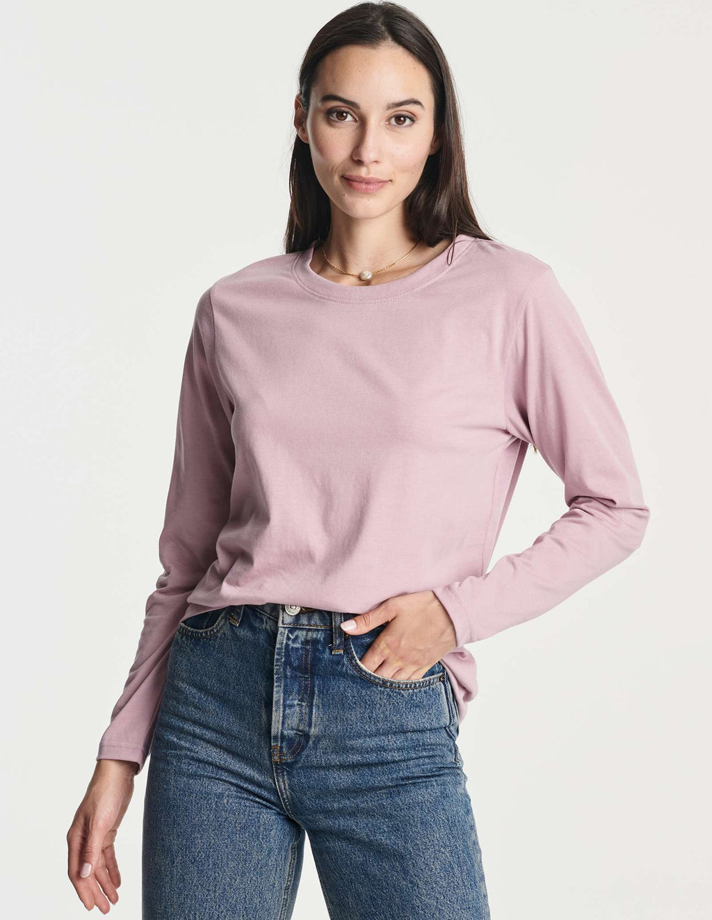 4 Pack: Women's Cotton Classic-Fit Long-Sleeve Crewneck T-Shirt (Available in Plus Size)