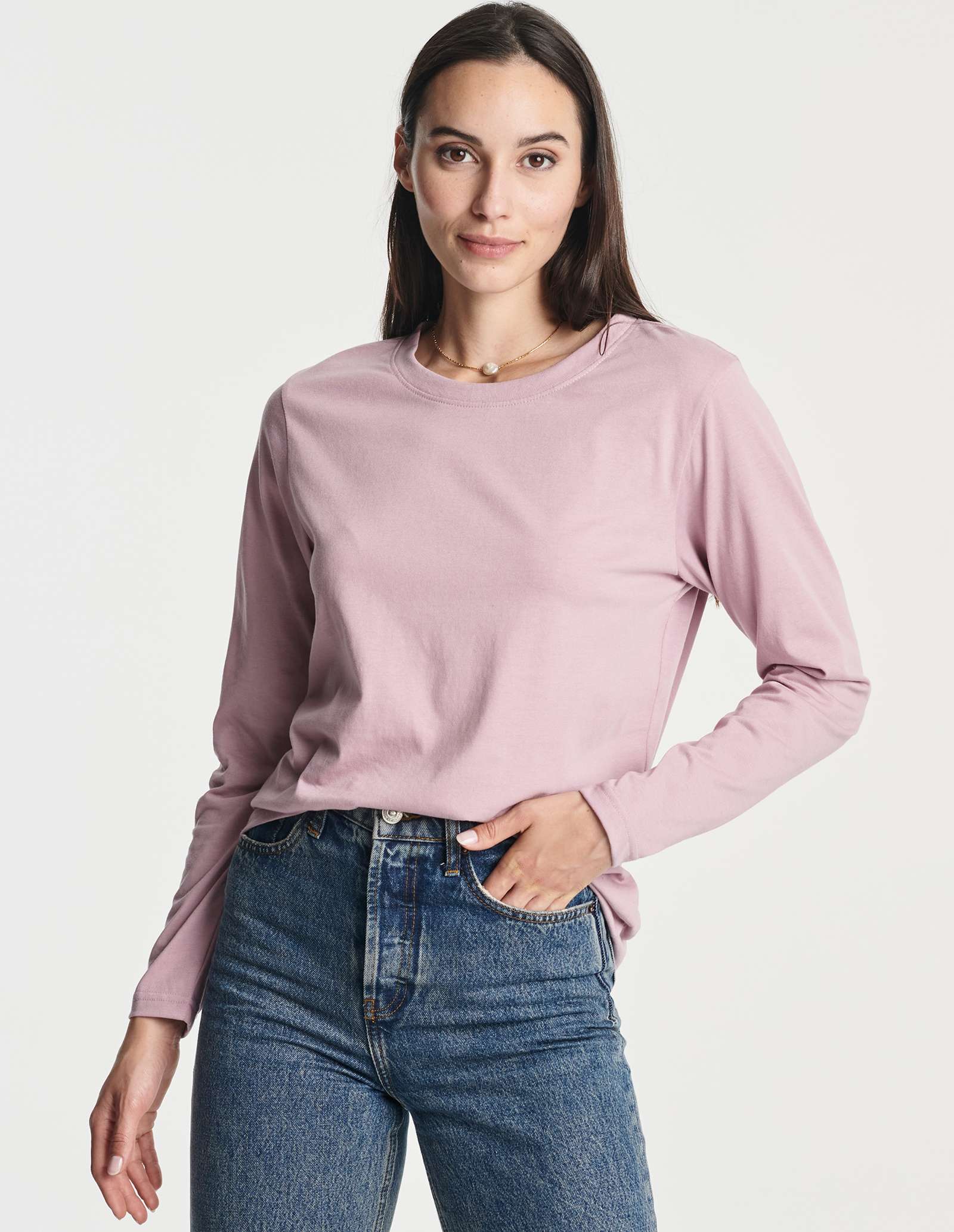 4 Pack: Women's Cotton Classic-Fit Long-Sleeve Crewneck T-Shirt (Available in Plus Size)
