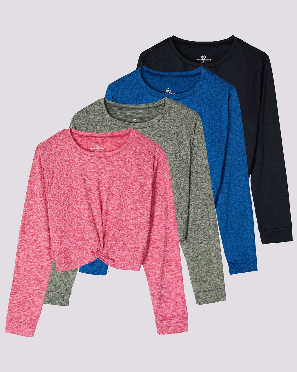 4 Pack: Women's Long-Sleeve Twist Front T-Shirt (Available in Plus Size)