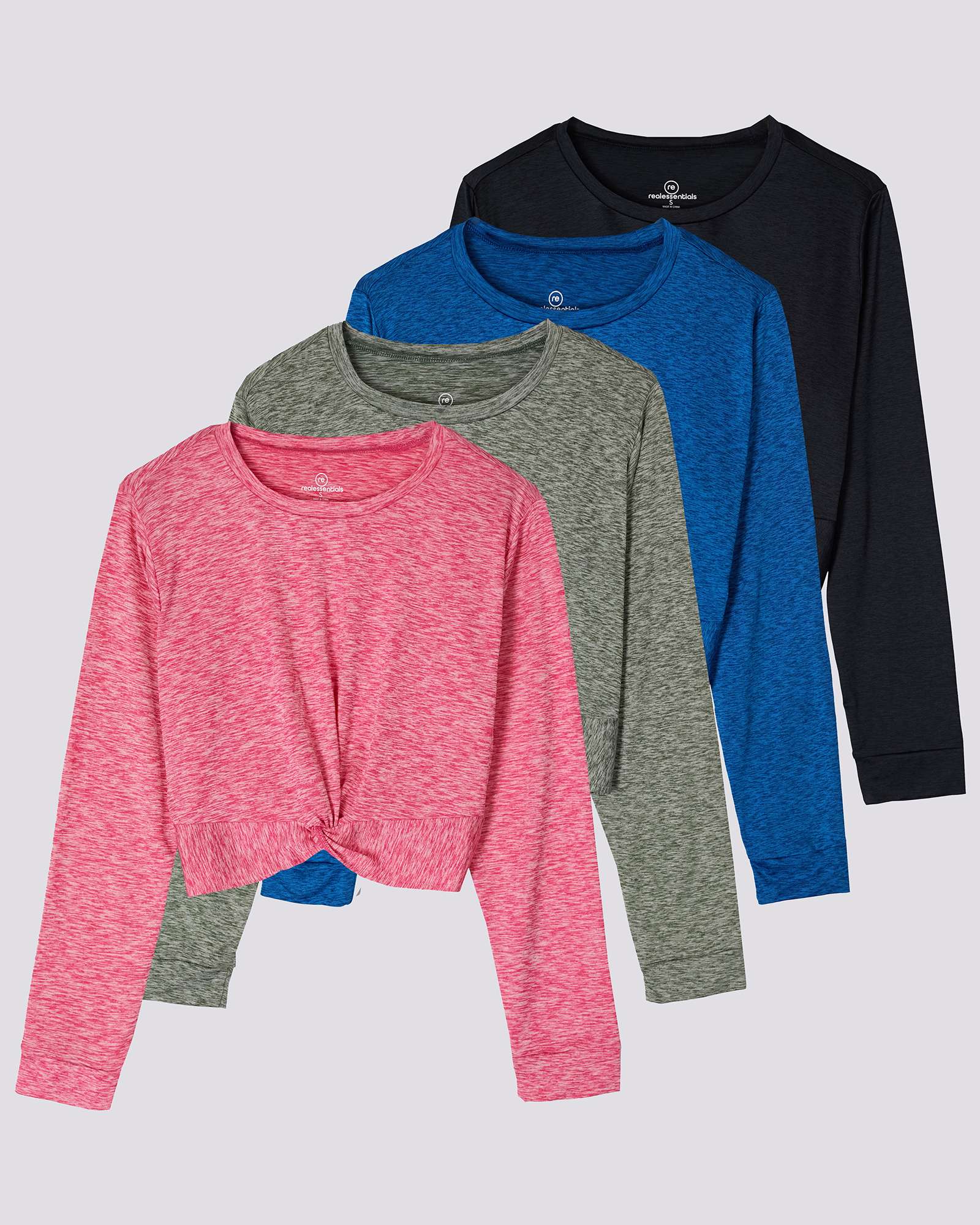 4 Pack: Women's Long-Sleeve Twist Front T-Shirt (Available in Plus Size)