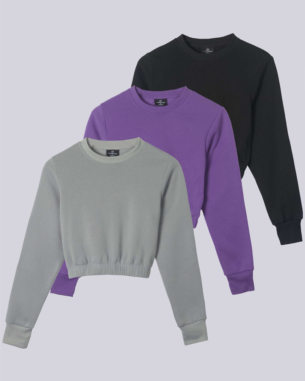 3 Pack: Women's Fleece Cropped Sweatshirt (Available in Plus Size)