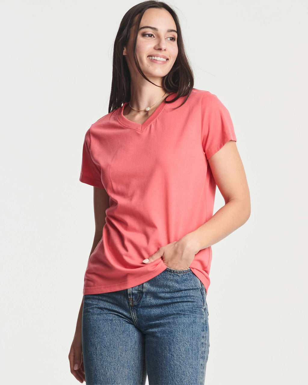 4 Pack: Women's Short-Sleeve V-Neck T-Shirt (Available in Plus Size)