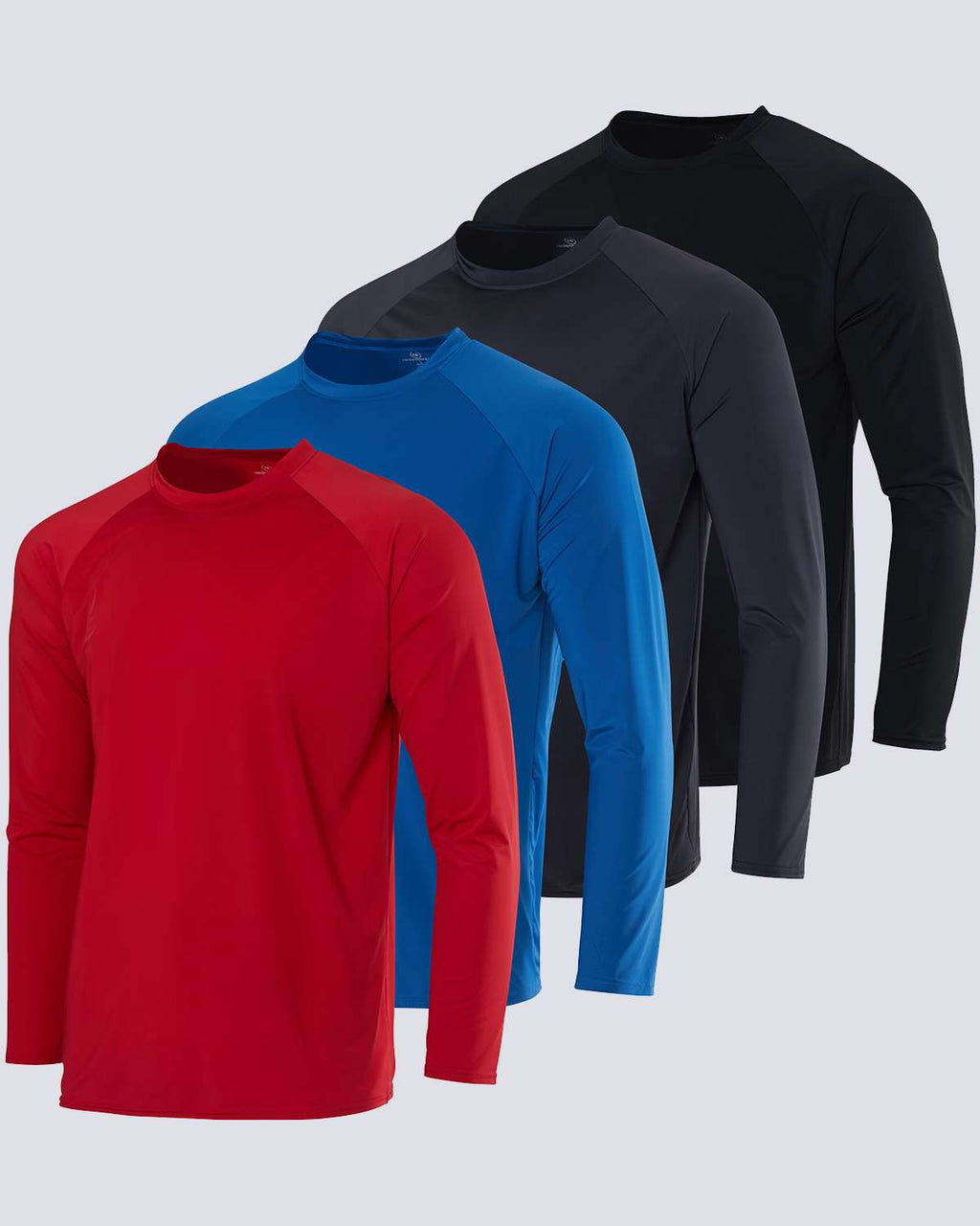 4 Pack: Men's Long Sleeve Rash Guard Shirt (Available In Big & Tall)