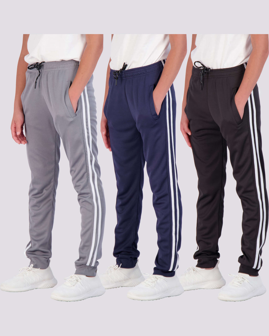 3 Pack: Boys Mesh Active Casual Jogger Sweatpants