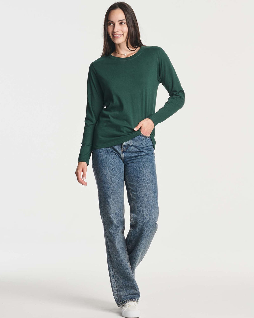 4 Pack: Women's Cotton Classic-Fit Long-Sleeve Crewneck T-Shirt (Available in Plus Size)