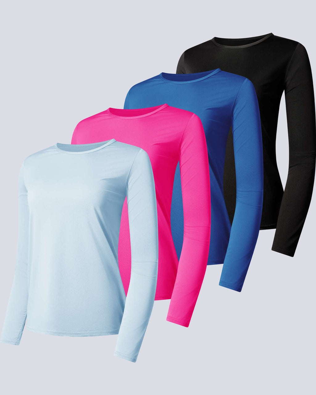 4 Pack: Womens Dry-Fit Active Long-Sleeve T-Shirt
