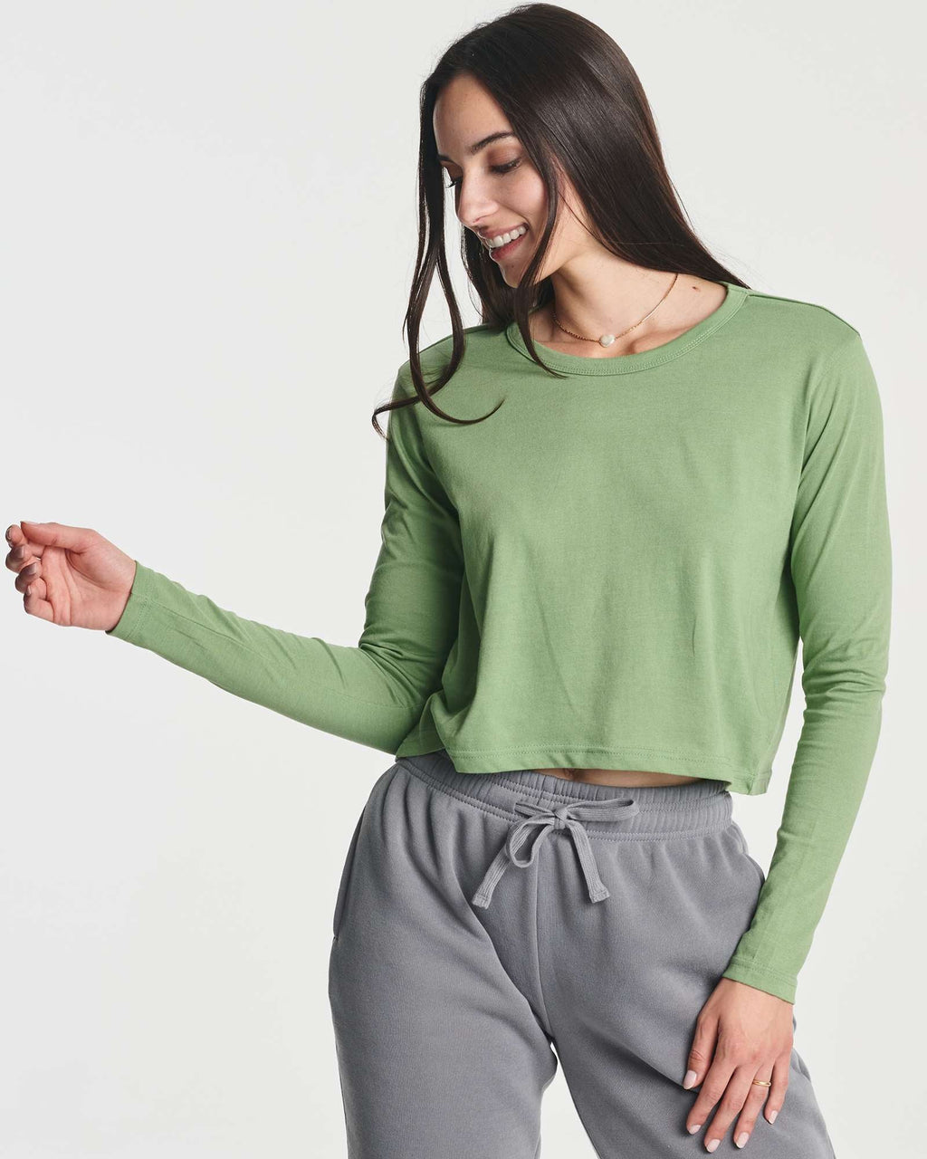 4 Pack: Women's Long Sleeve Crew Crop Top ( Available in Plus Size)