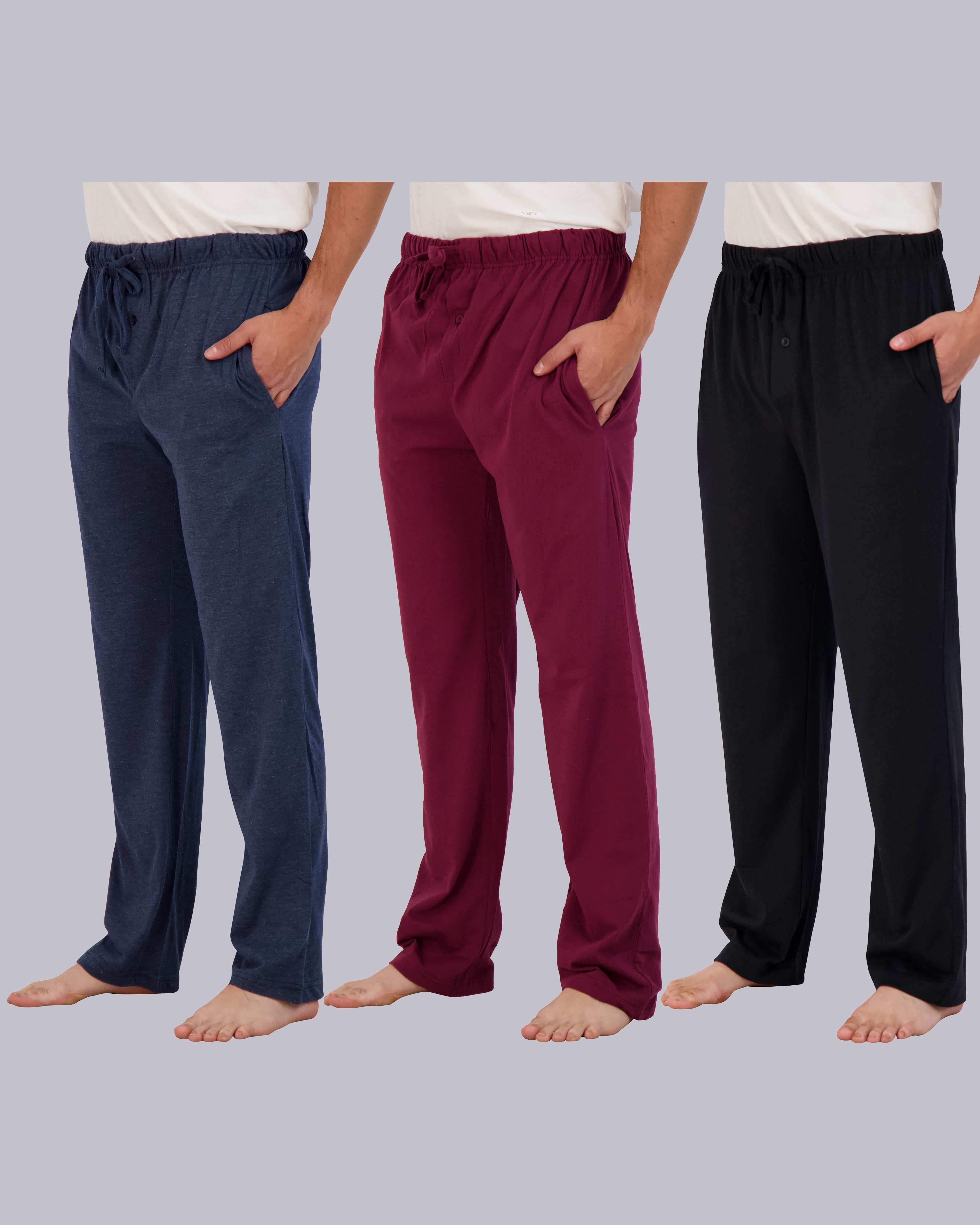 3 Pack: Mens Cotton Pajama Lounge Pants