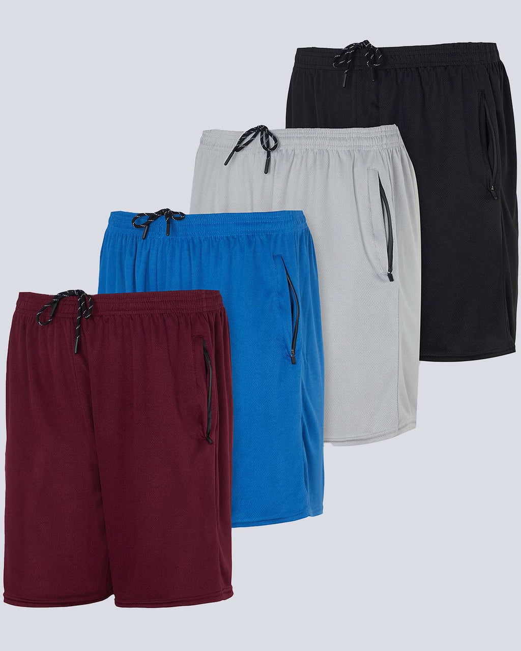 4 Pack: 7" Athletic Running Quick Dry Mesh Shorts with Zipper Pockets (Available In Big & Tall)