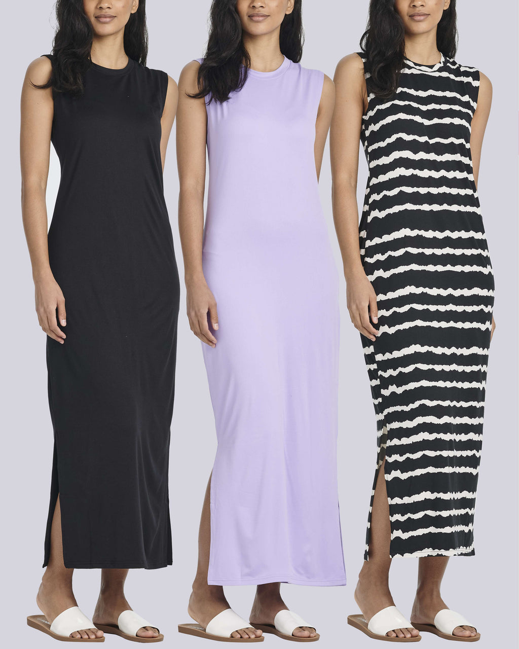 3 Pack: Women's Long Tank Maxi Dress with Pockets (Available In Plus Size)