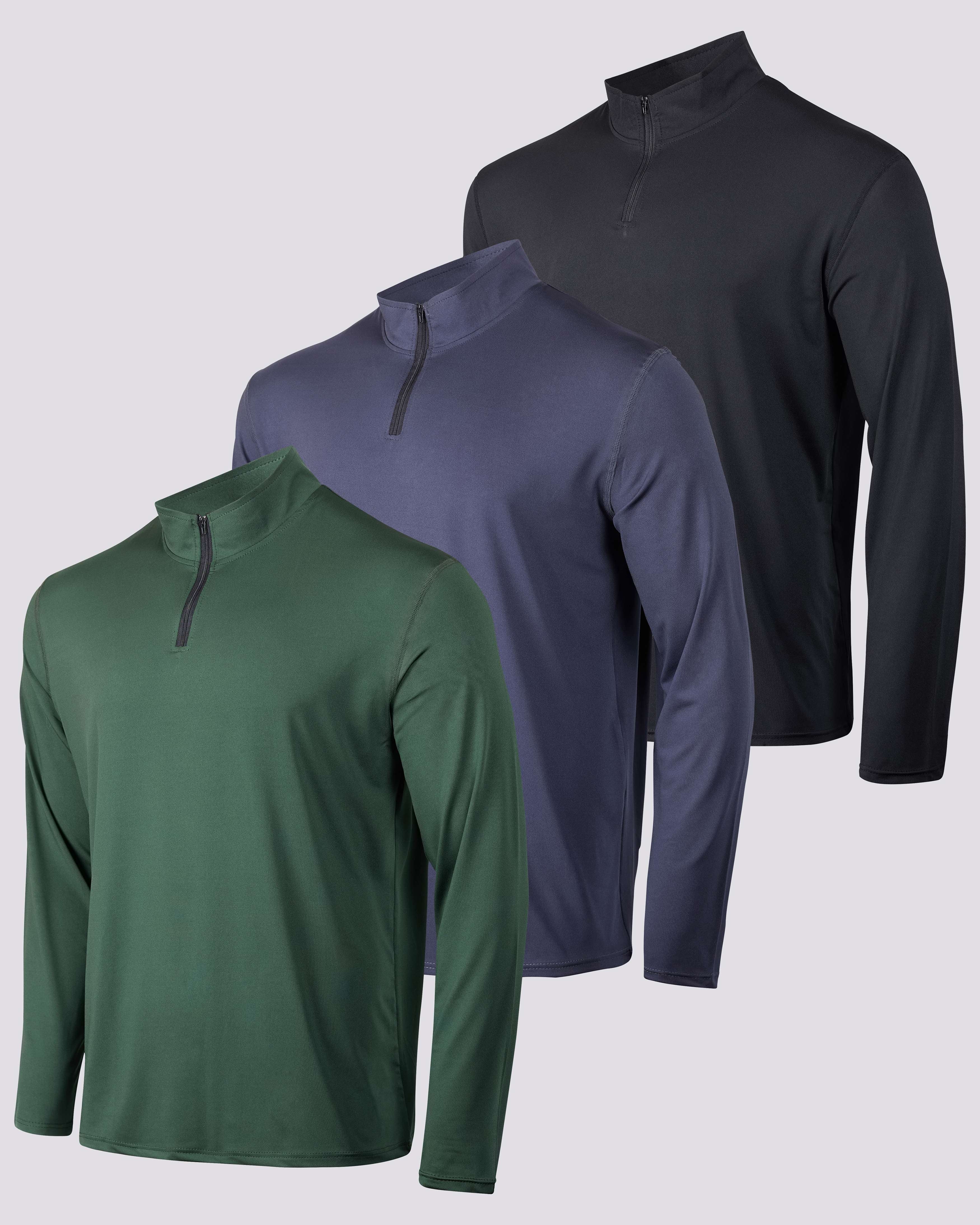 3 Pack: Mens Active Dry-Fit Quarter Zip Pullover (Available in Big & Tall)
