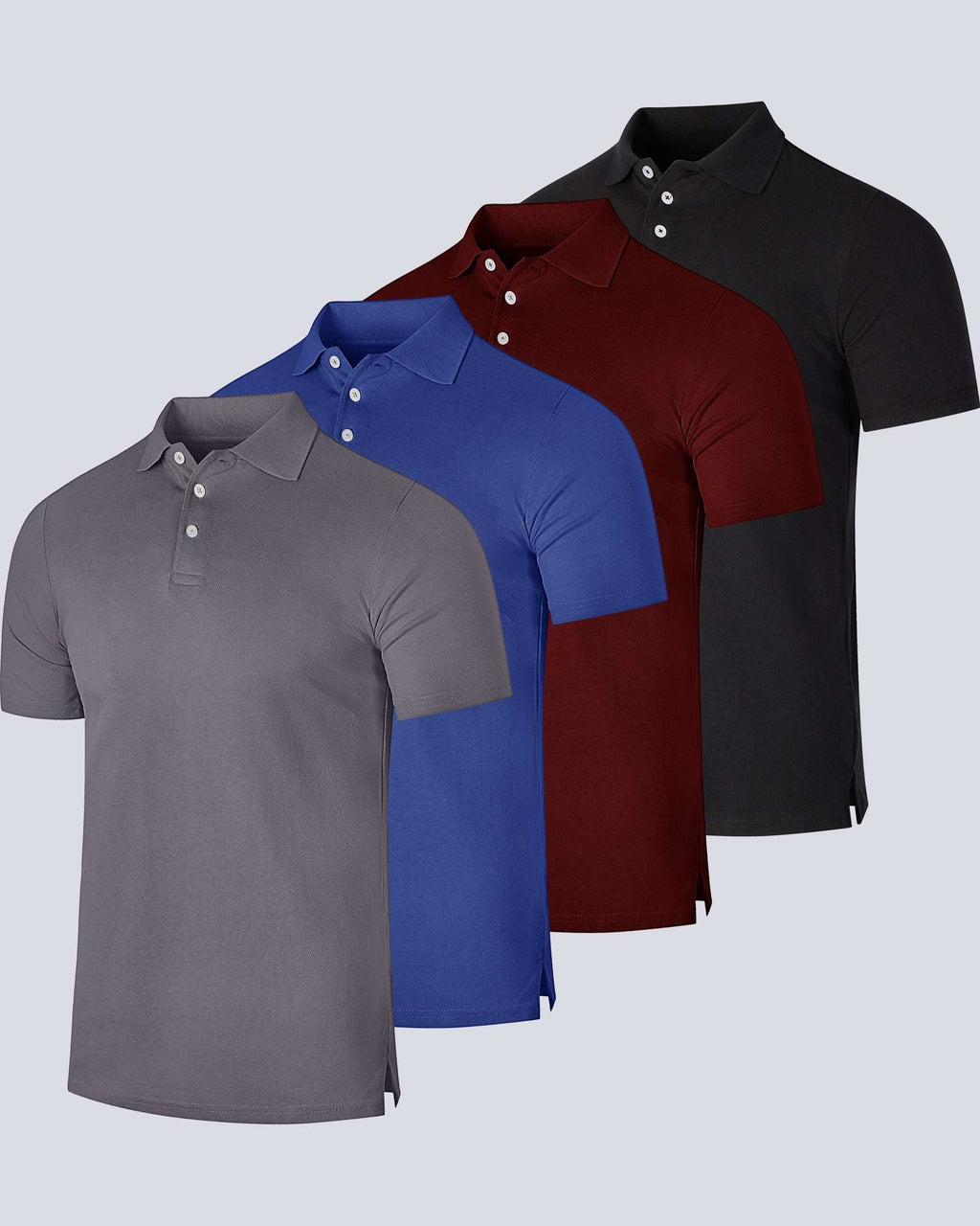 4 Pack: Men's Cotton Pique Short Sleeve Polo Shirt - Performance Polo (Available In Big & Tall)