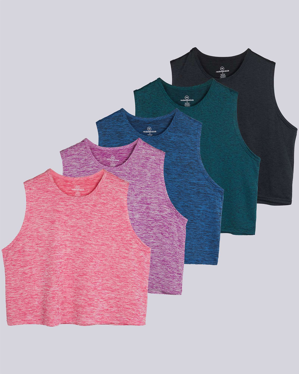 5 Pack: Women's Dry Fit Crop Tank Top