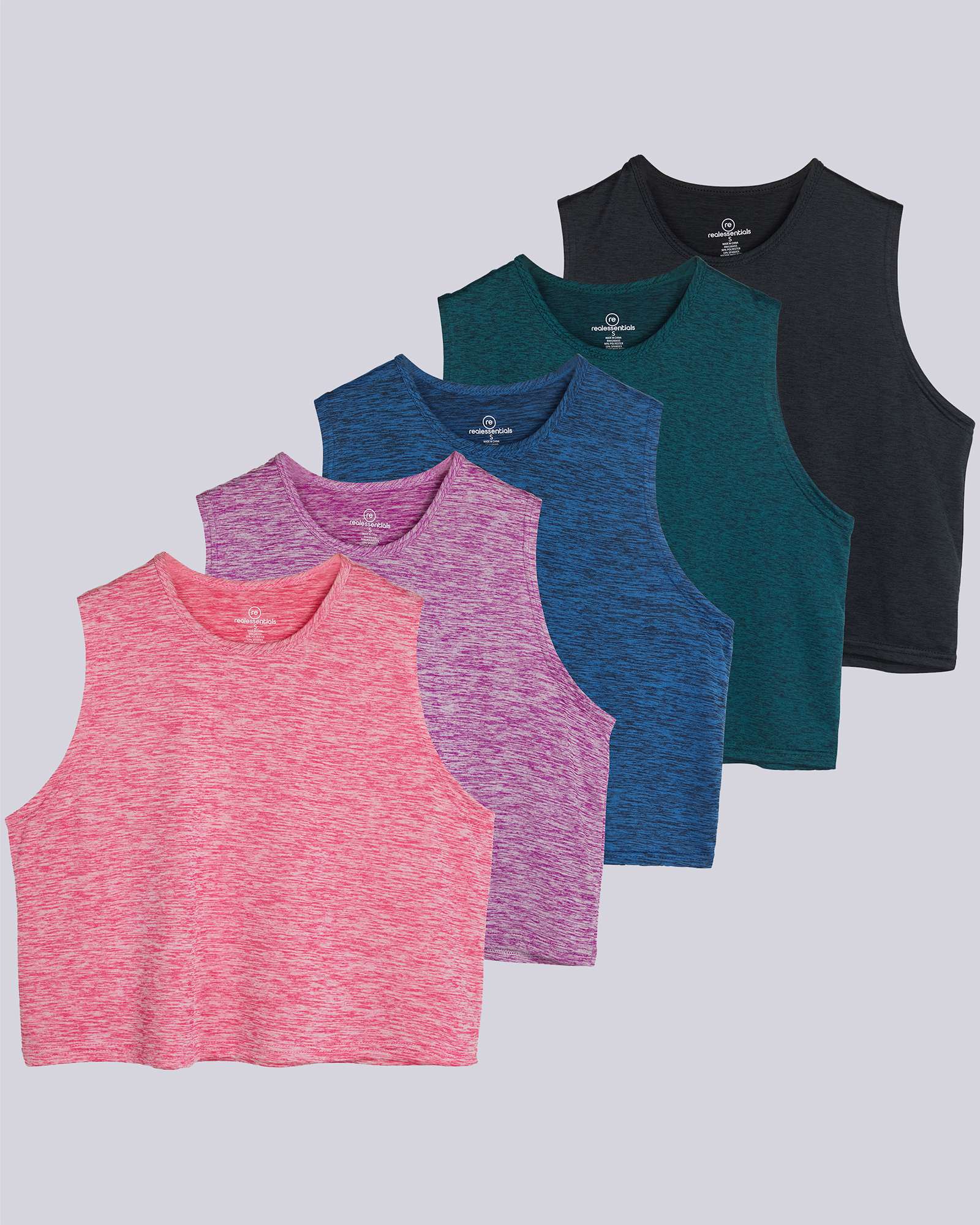 5 Pack: Women's Dry Fit Crop Tank Top