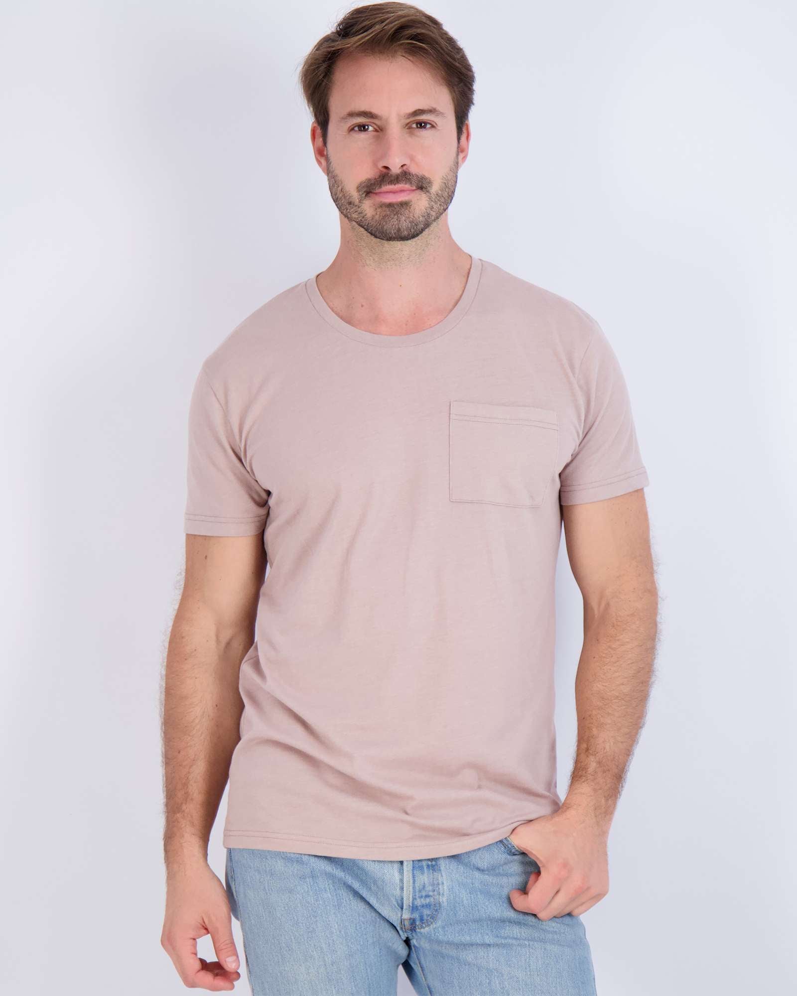 4 Pack: Mens Cotton Short Sleeve Crew Neck Pocket T-Shirt