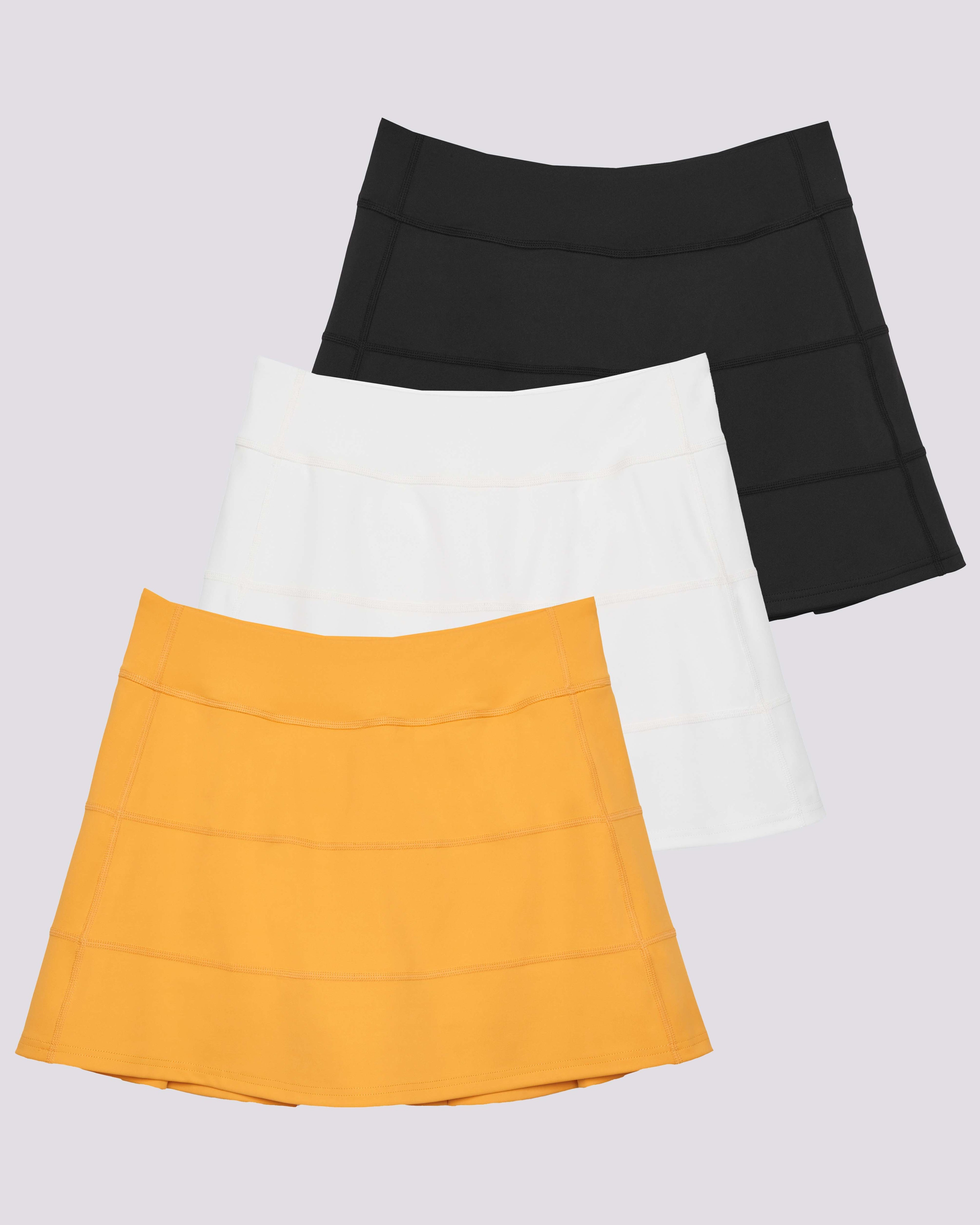 3 Pack: Women's 14" Pleated Tennis Skorts with Pockets