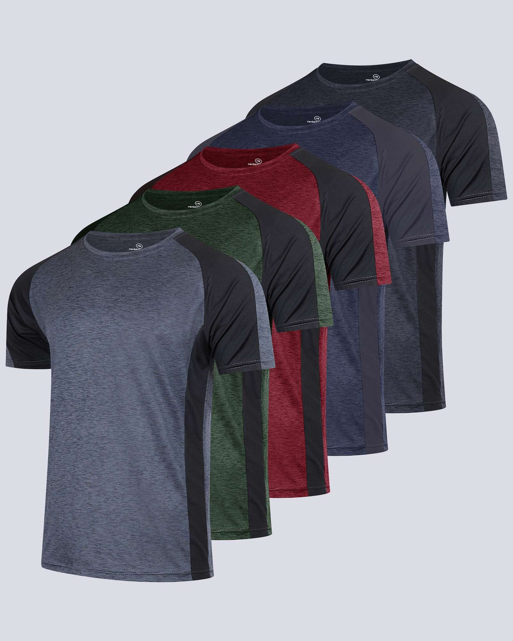 5 Pack: Mens Dry-Fit Active Crew Neck T-Shirt