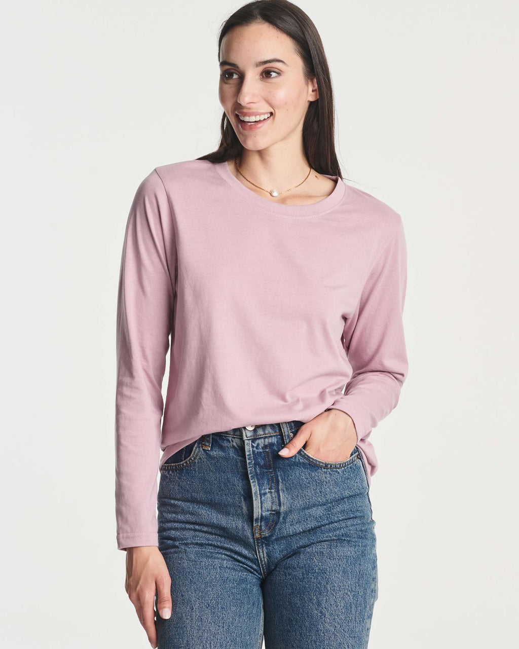 4 Pack: Women's Cotton Classic-Fit Long-Sleeve Crewneck T-Shirt (Available in Plus Size)