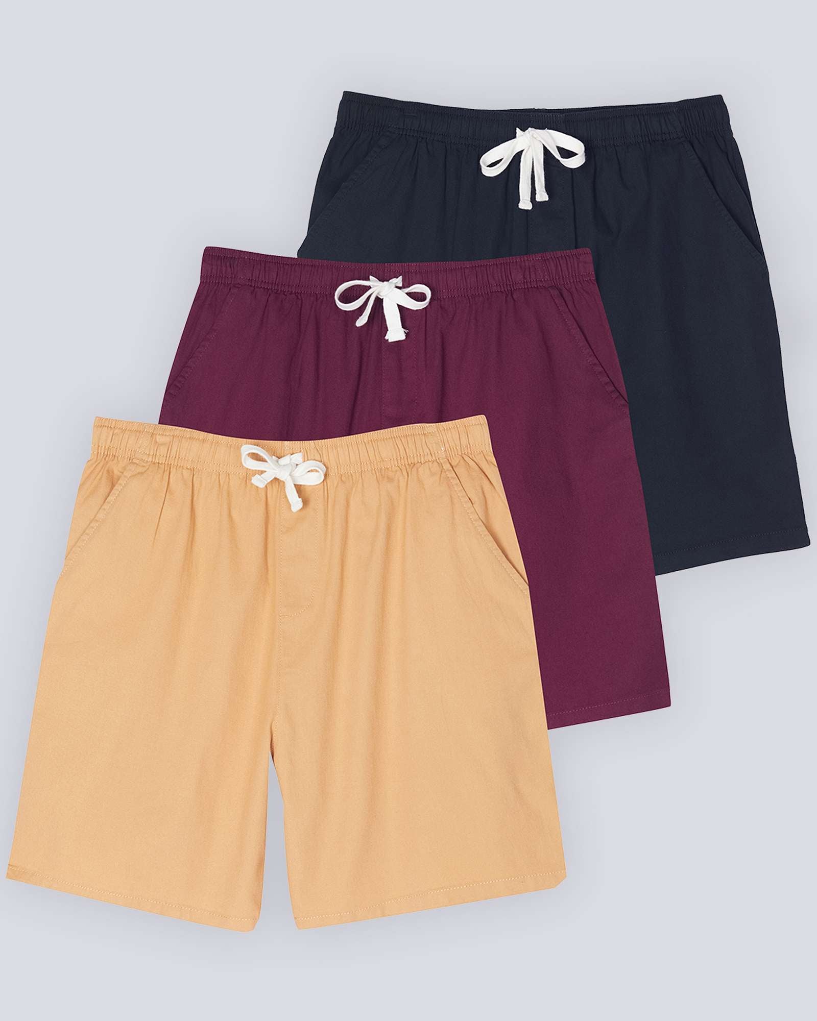 3 Pack: Men's Cotton 7" Walk Short