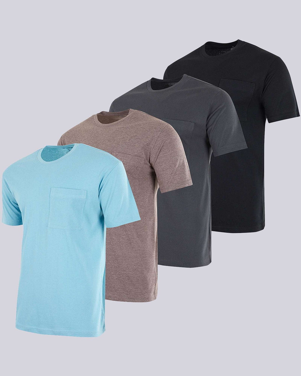 4 Pack: Mens Cotton Short Sleeve Crew Neck Pocket T-Shirt