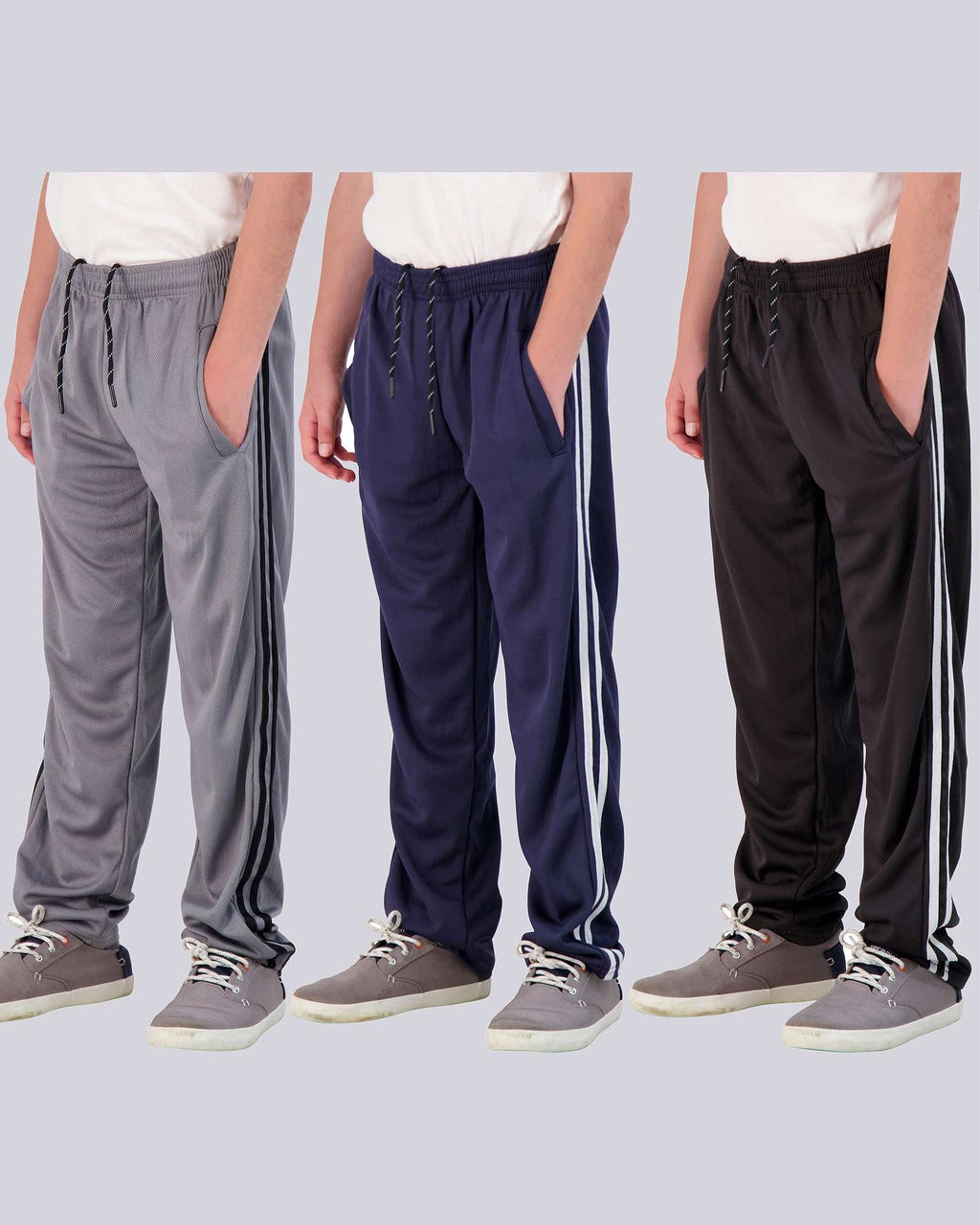 3 Pack: Boys Mesh Open Bottom Active Sweatpants