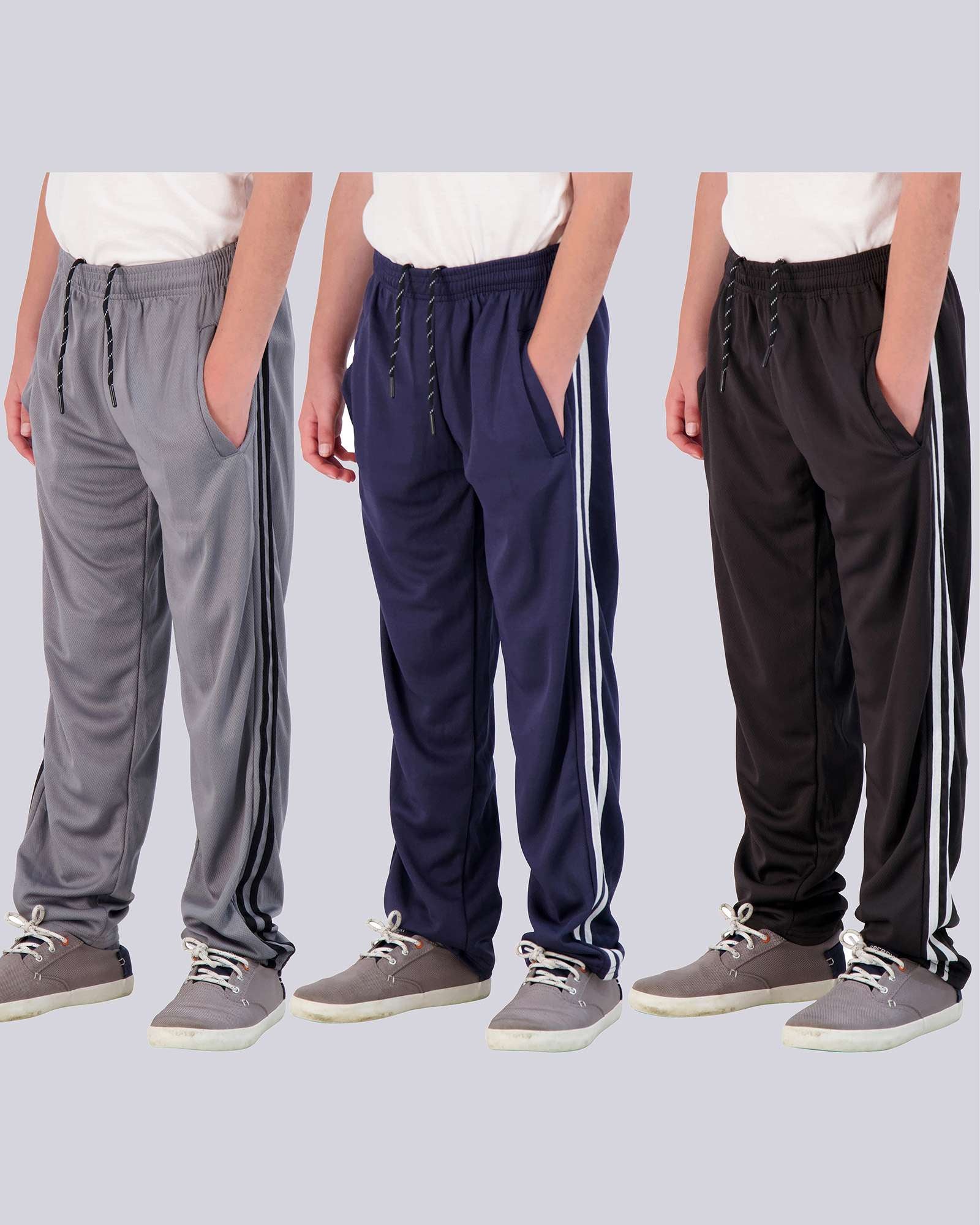 3 Pack: Boys Mesh Open Bottom Active Sweatpants