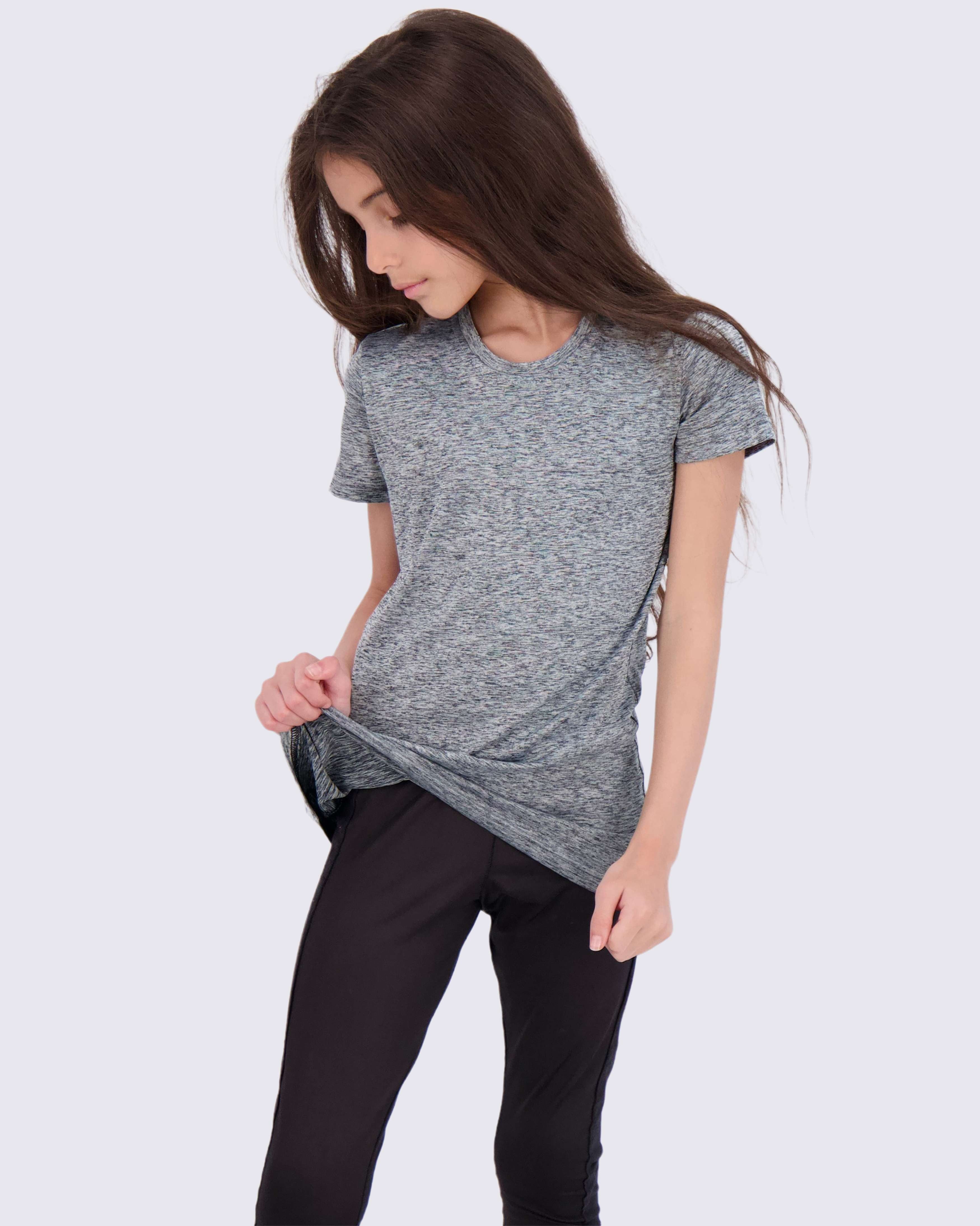 4 Pack: Girls Short Sleeve Dry-Fit Crew Neck Active T-Shirt