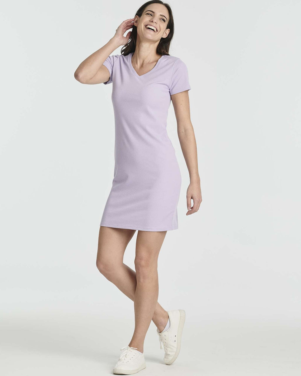 3 Pack: Women's Ribbed Knit Short-Sleeve V-Neck Swing Dress